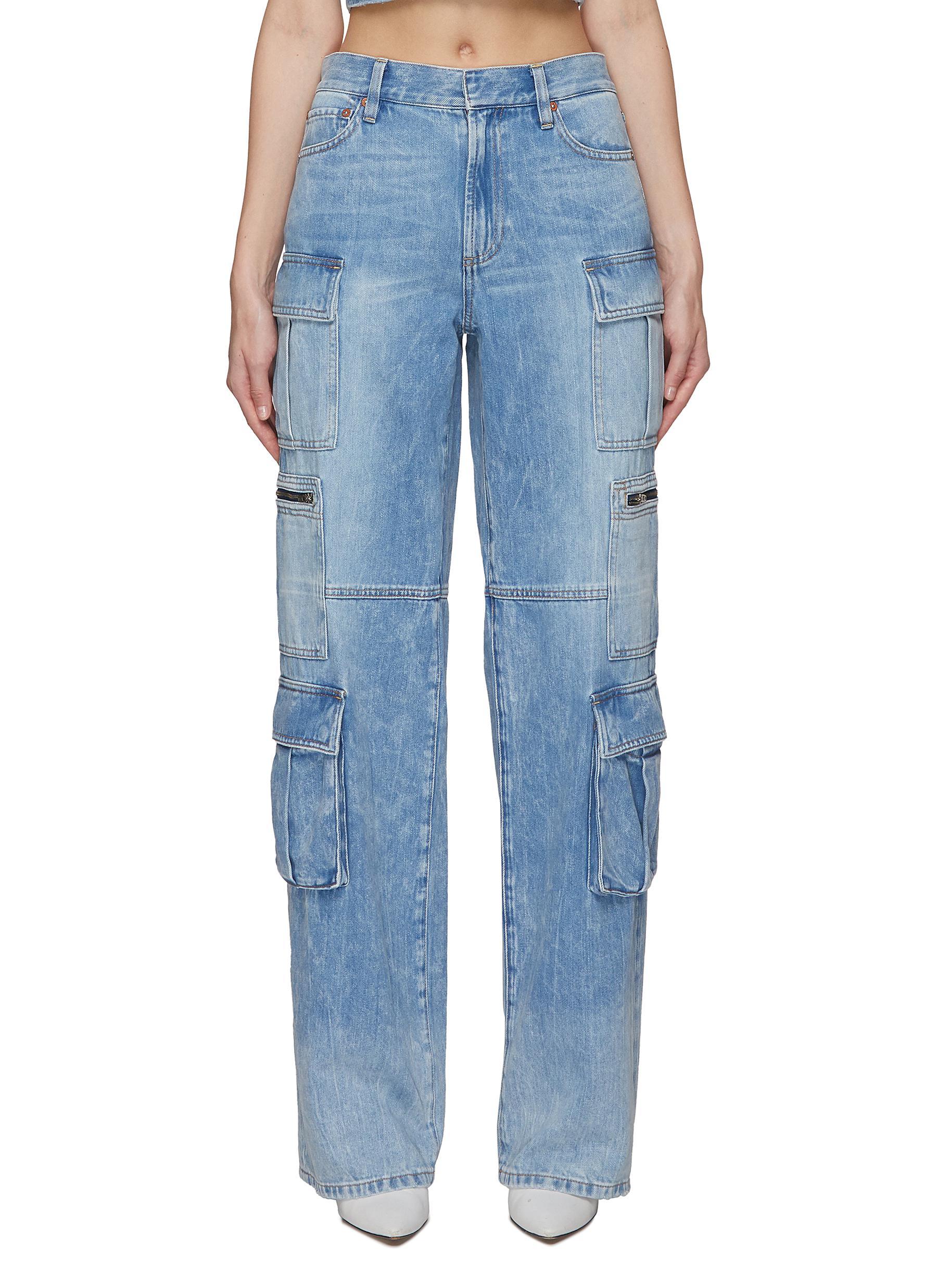 Alice + Olivia 'cay' Pocket Details BAGGY Cargo Jeans in Blue | Lyst
