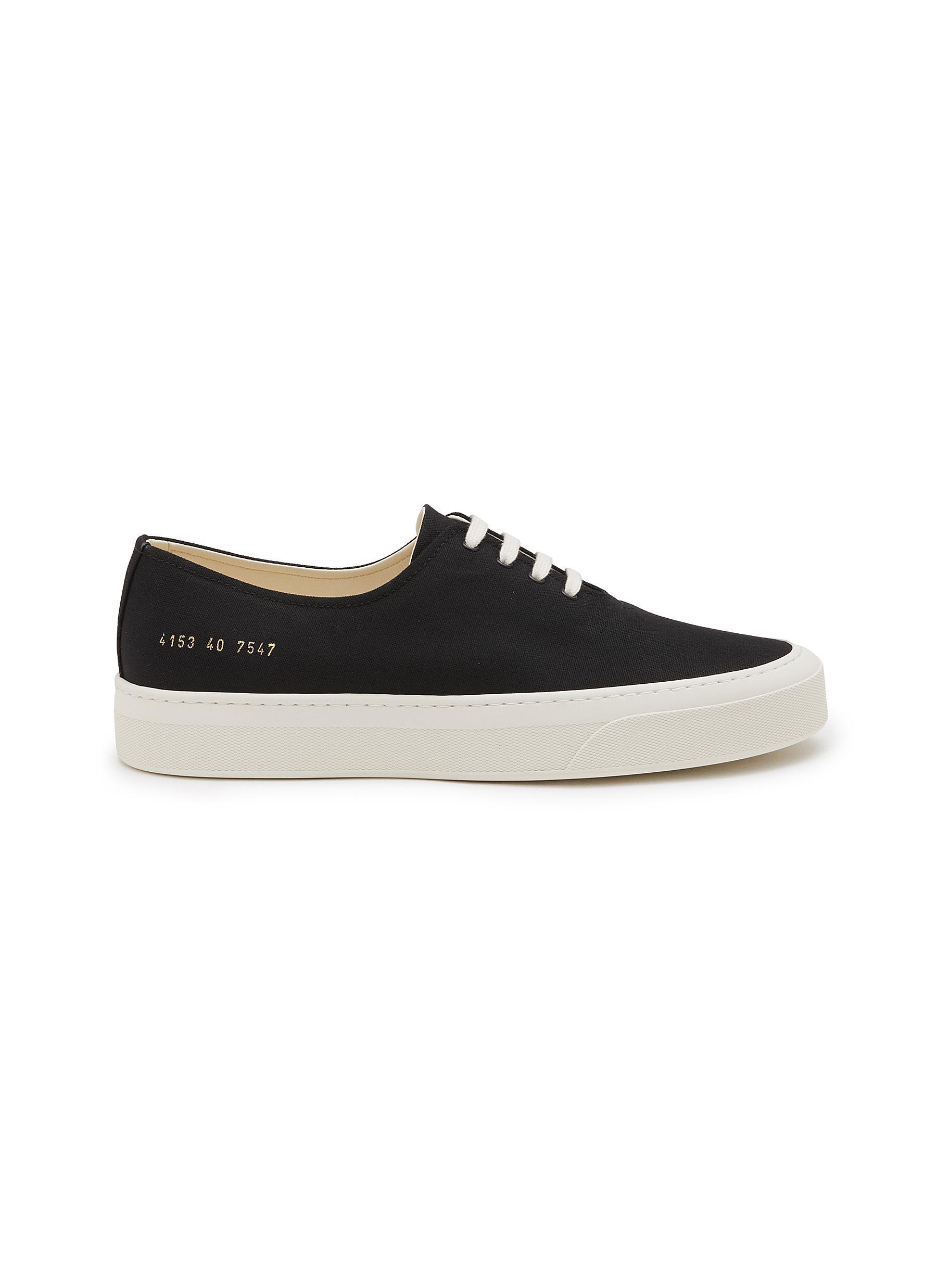 Common Projects 'four Hole' Low Top Canvas Sneakers in Black Lyst