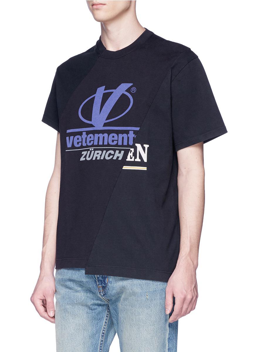 Vetements Cotton Logo Print Patchwork T-shirt in Black for Men - Lyst