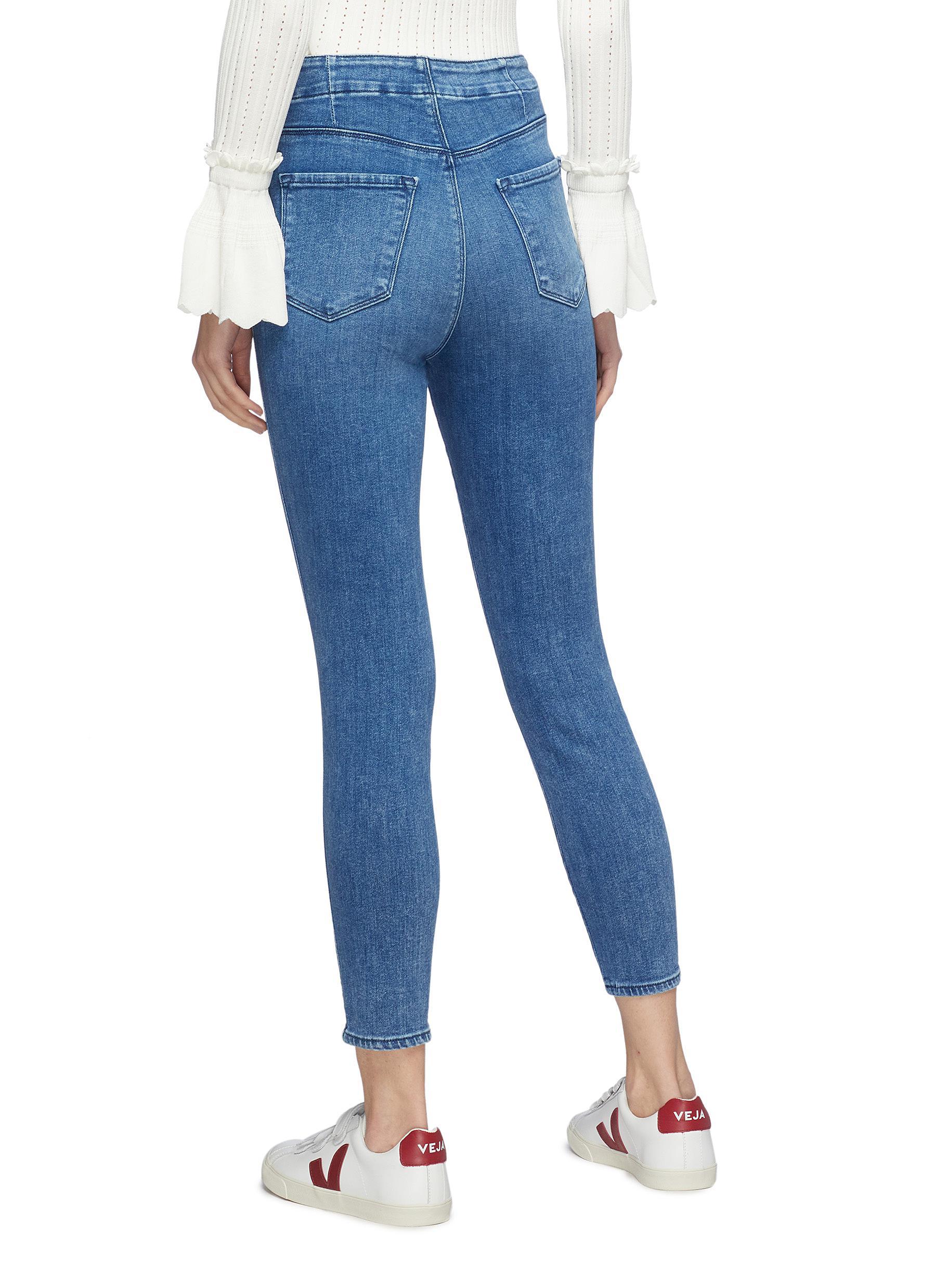 J Brand 'natasha' Side Button Fly Cropped Skinny Jeans in Blue | Lyst