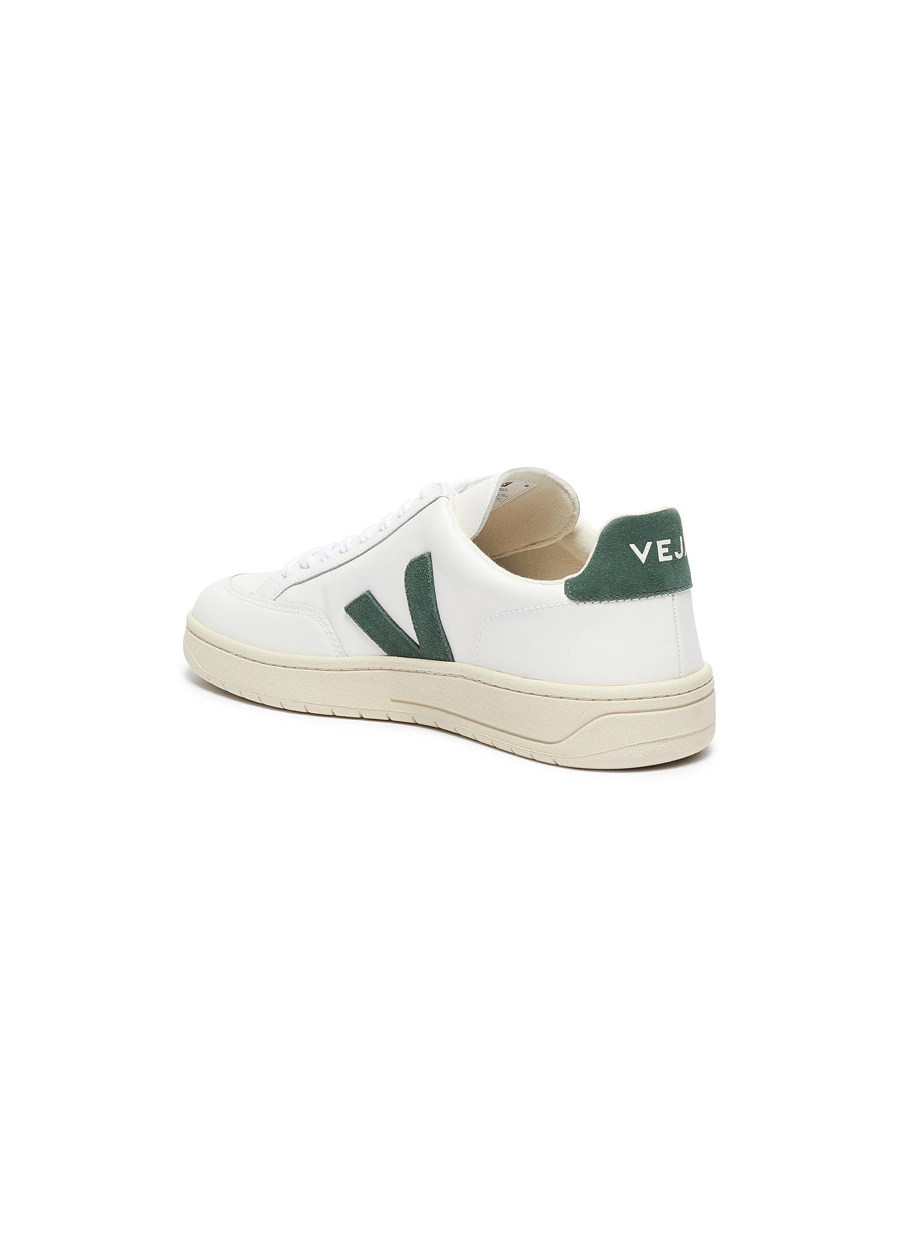 Veja 'v-12' Vegan Leather Sneakers in White / Green (White) for Men - Lyst