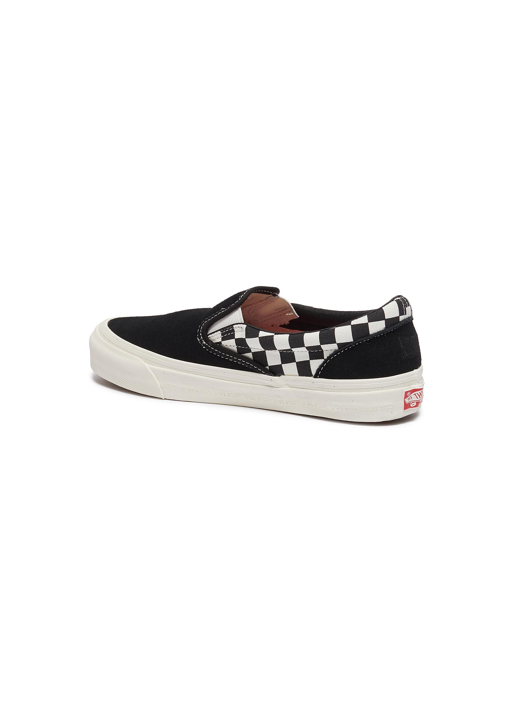 Black British Plaid Red Checkerboard print skateslipons sneakers Shoes