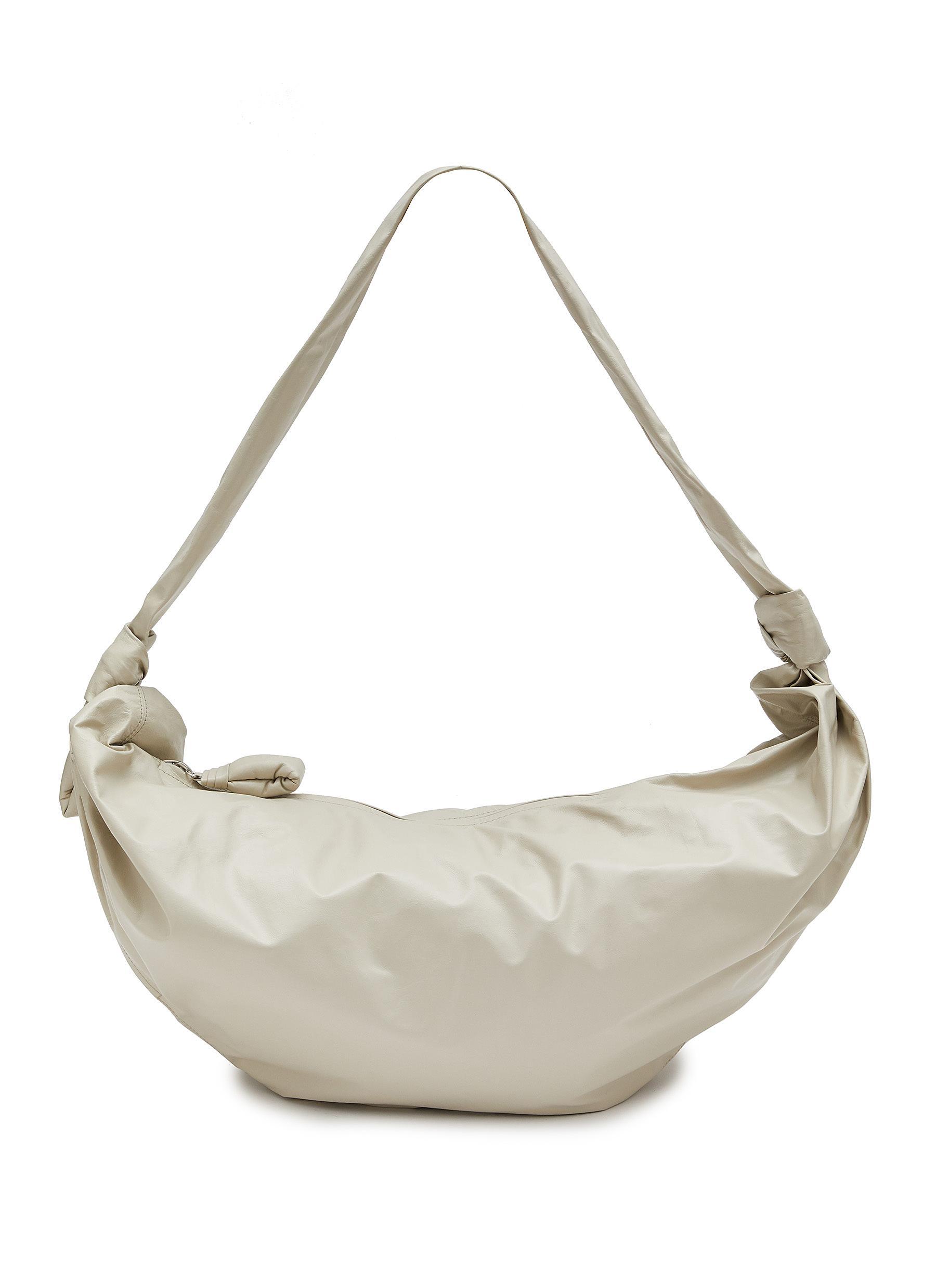 Lemaire Large 'croissant' Paper Leather Crossbody Bag in White