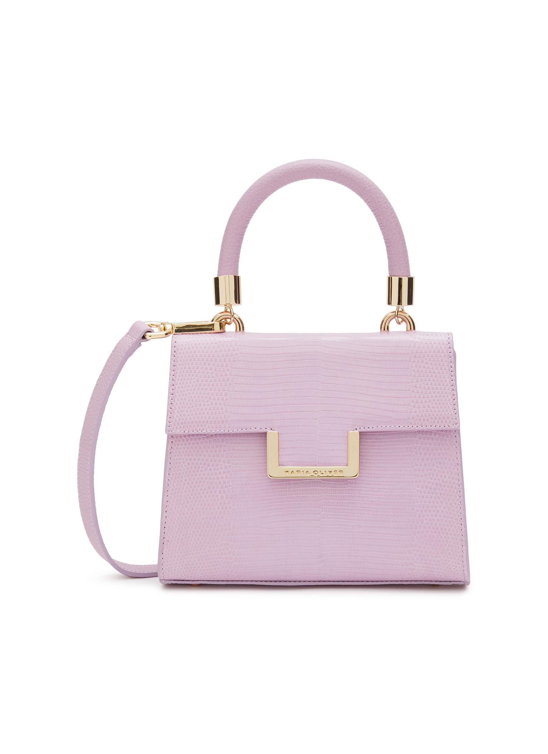 MARIA OLIVER 'michelle' Mini Top Handle Lizard Leather Bag in Pink | Lyst