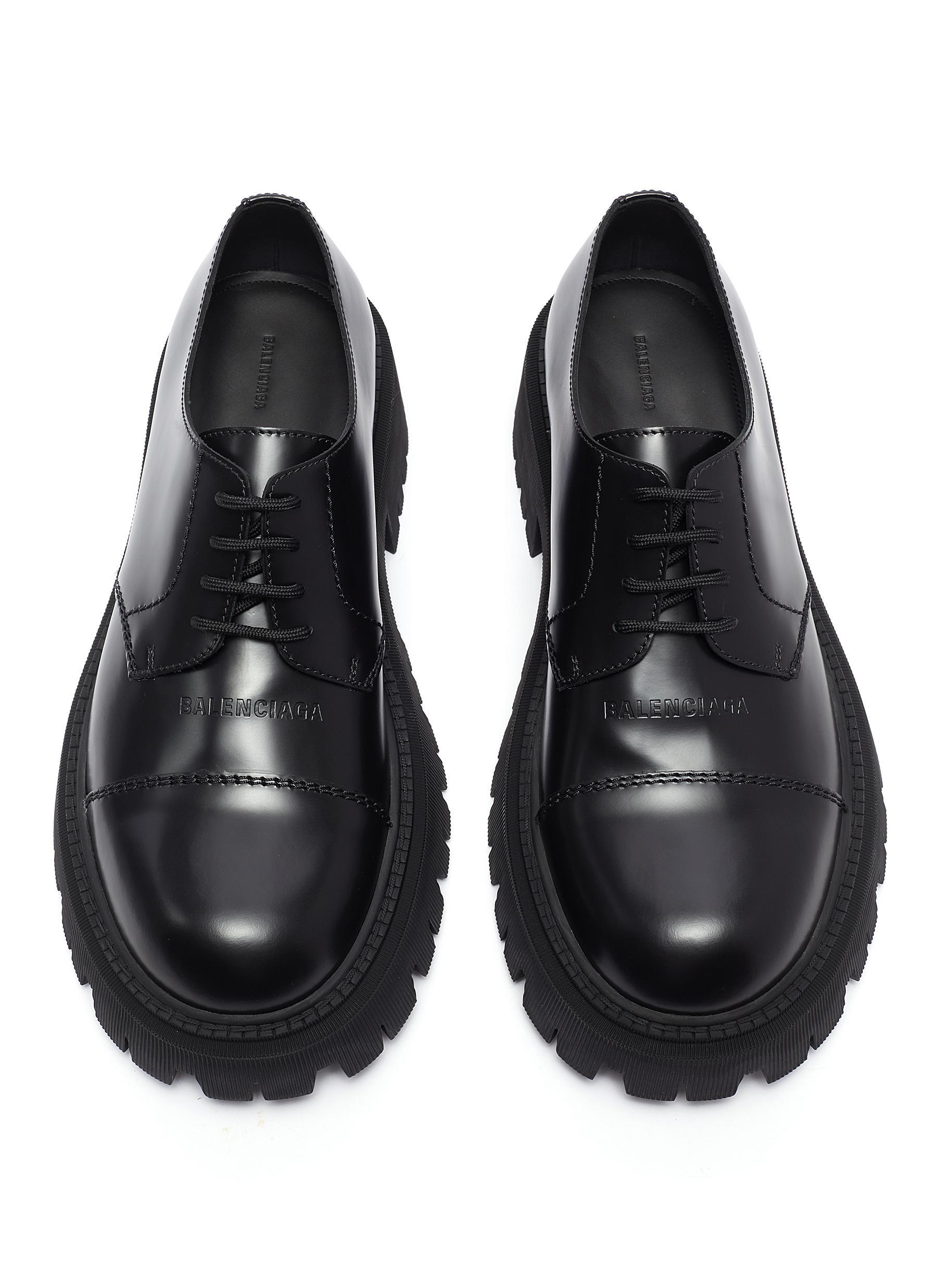 Balenciaga Leather 'tractor' Derby Shoes in Black for Men | Lyst UK