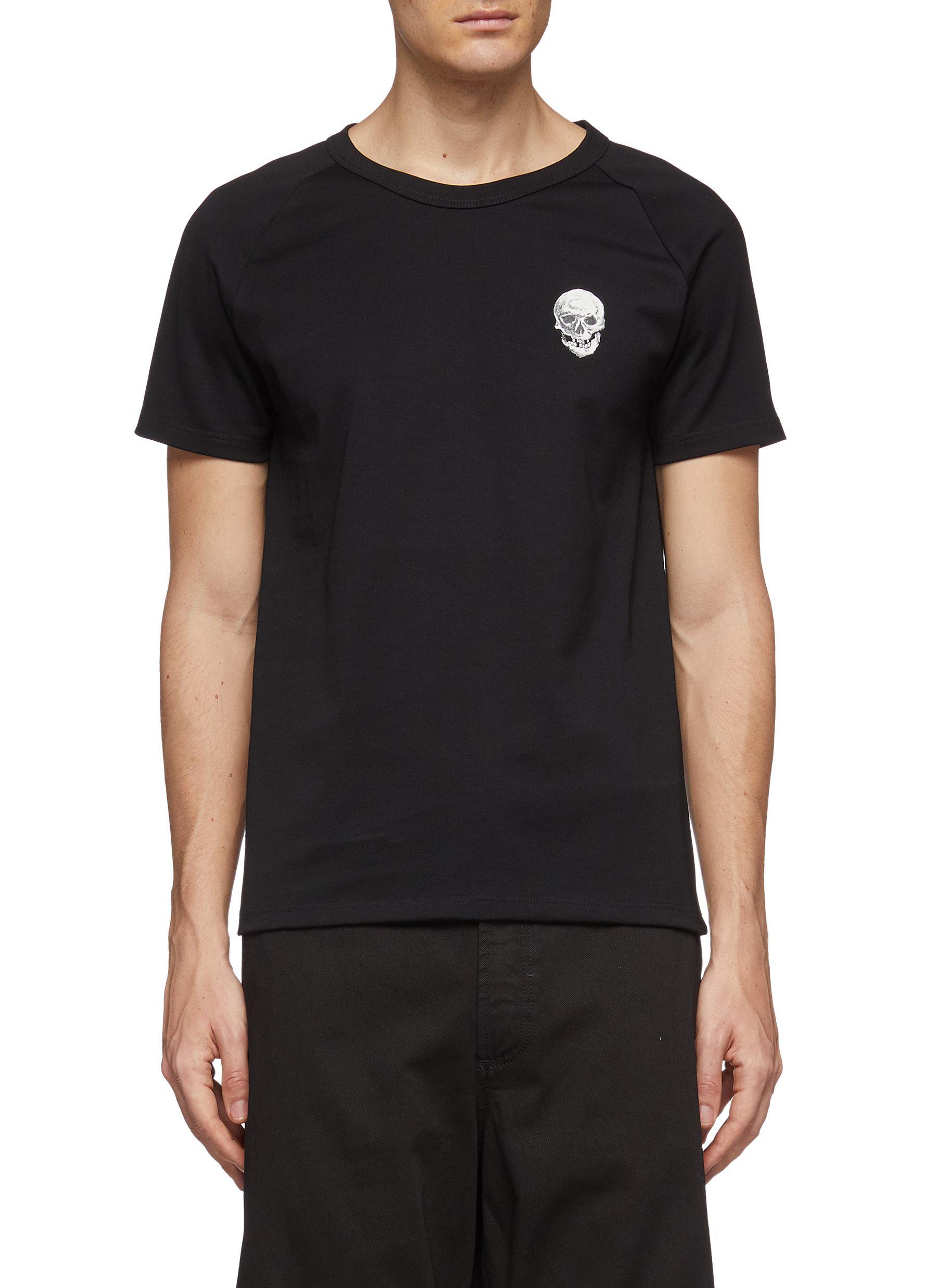 Alexander McQueen Cotton Skull Logo Print Raglan T-shirt in Black for ...