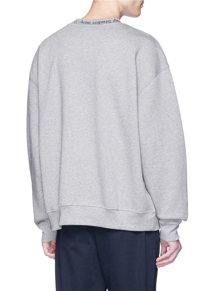 Acne Studios Cotton 'flogho' Logo Jacquard Collar Sweatshirt in Grey (Gray)  for Men - Lyst