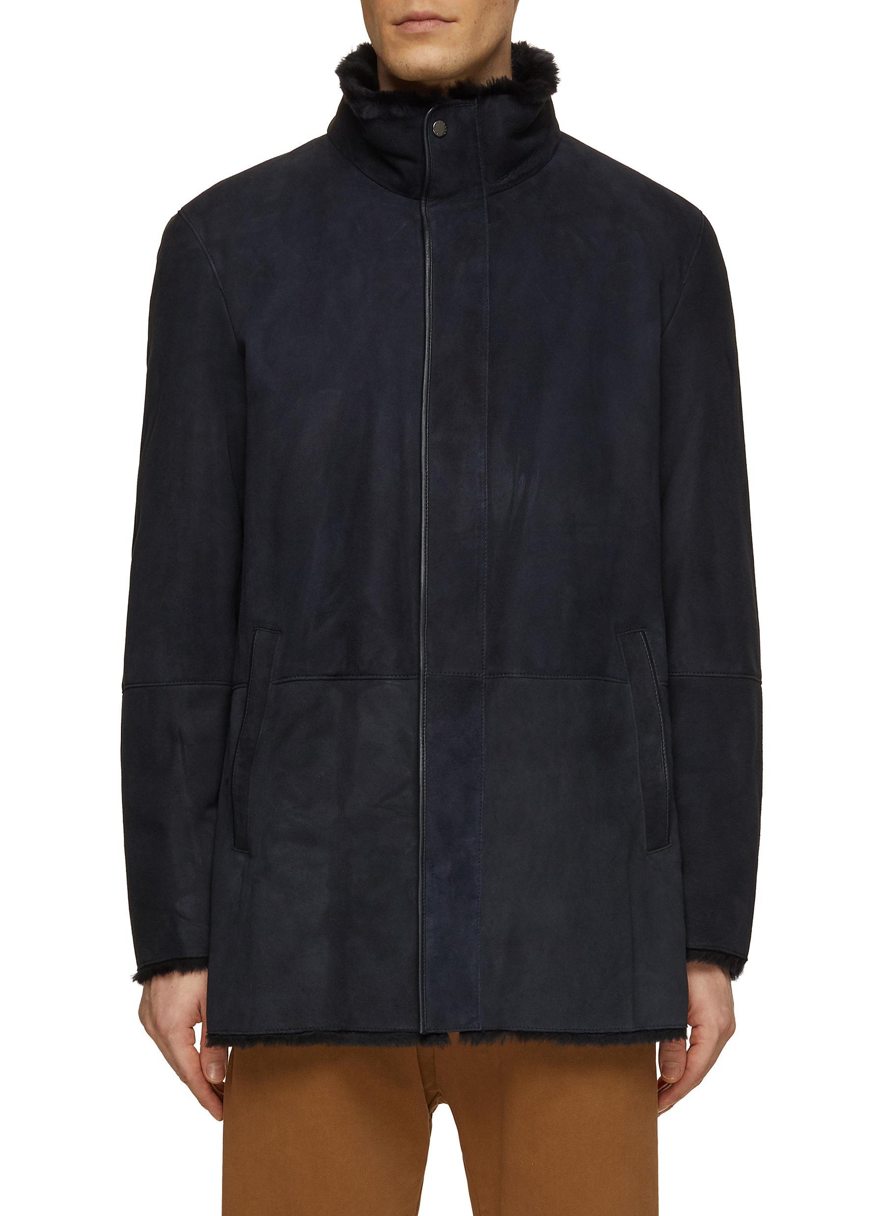 Paul & Shark Leather Sheepskin Water Repel Car Coat in Blue for Men Lyst