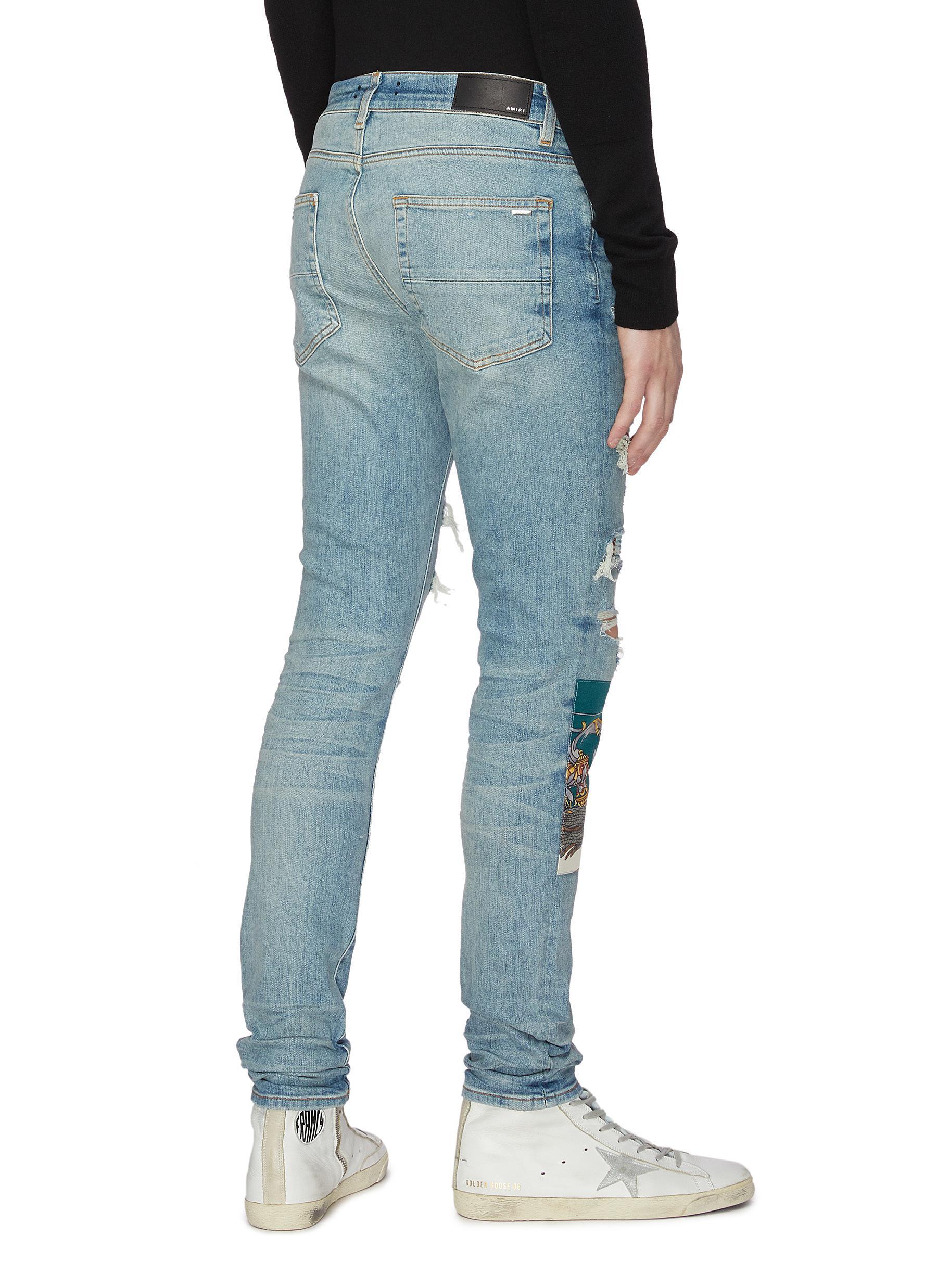 Amiri Denim Scarves Art Patch Ripped 