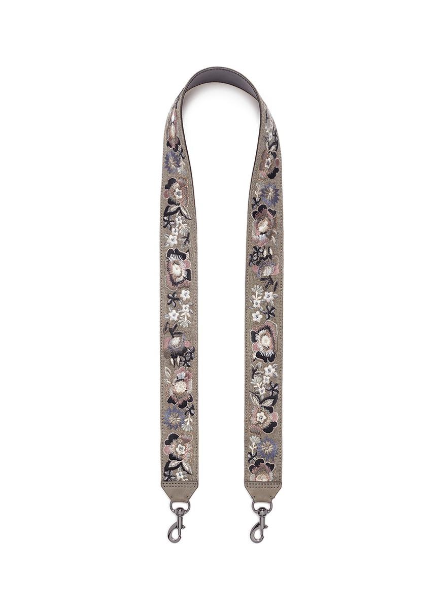 Rebecca Minkoff Floral Embroidered Guitar Strap in Gray | Lyst