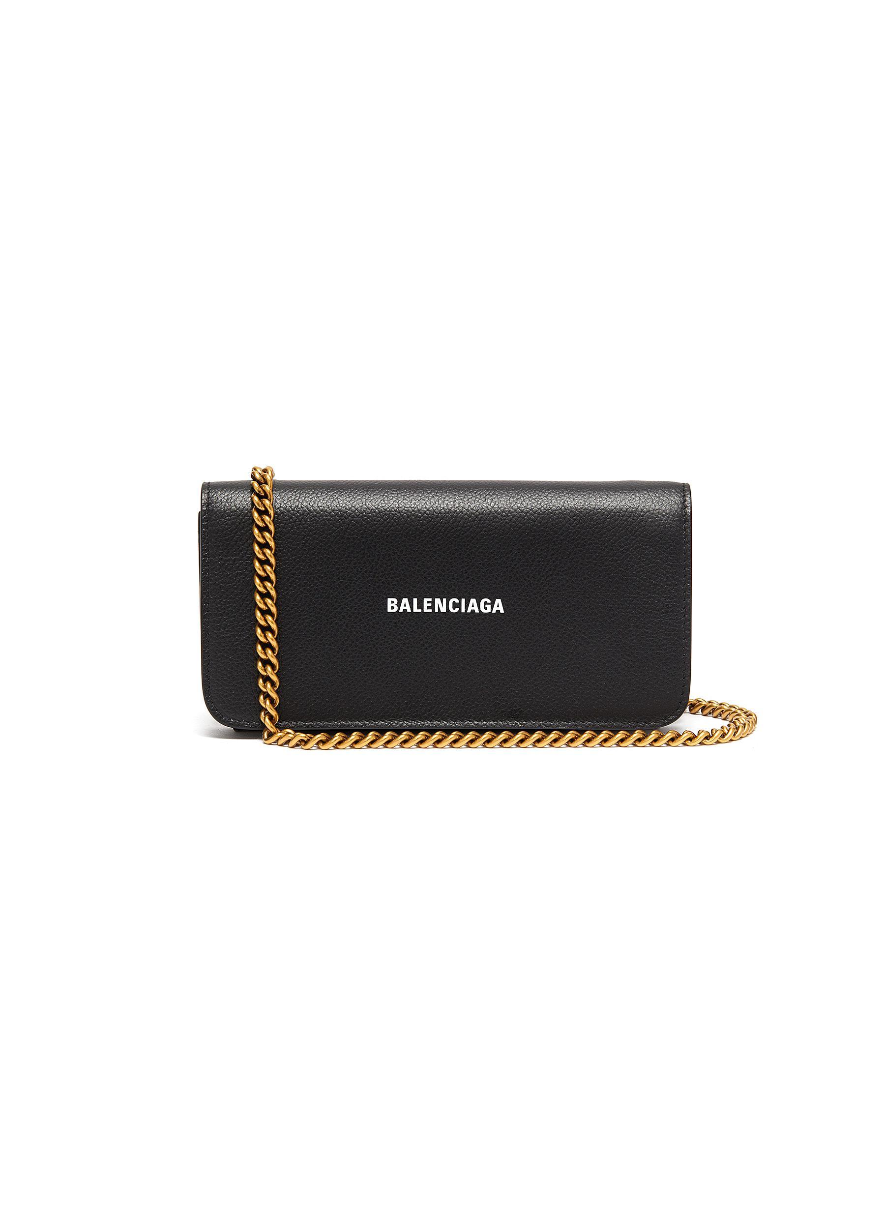 Balenciaga 'cash Continental' Leather Wallet On Chain in Black - Lyst