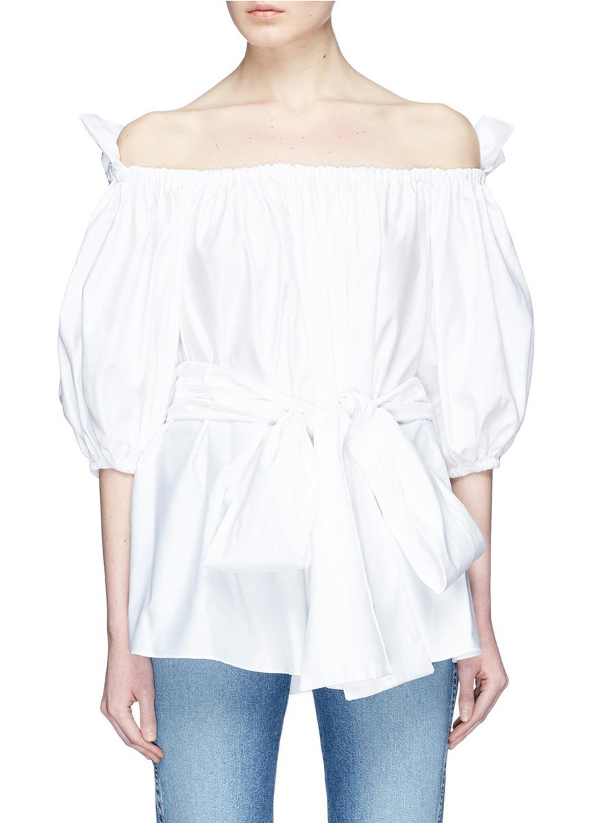 off shoulder poplin top