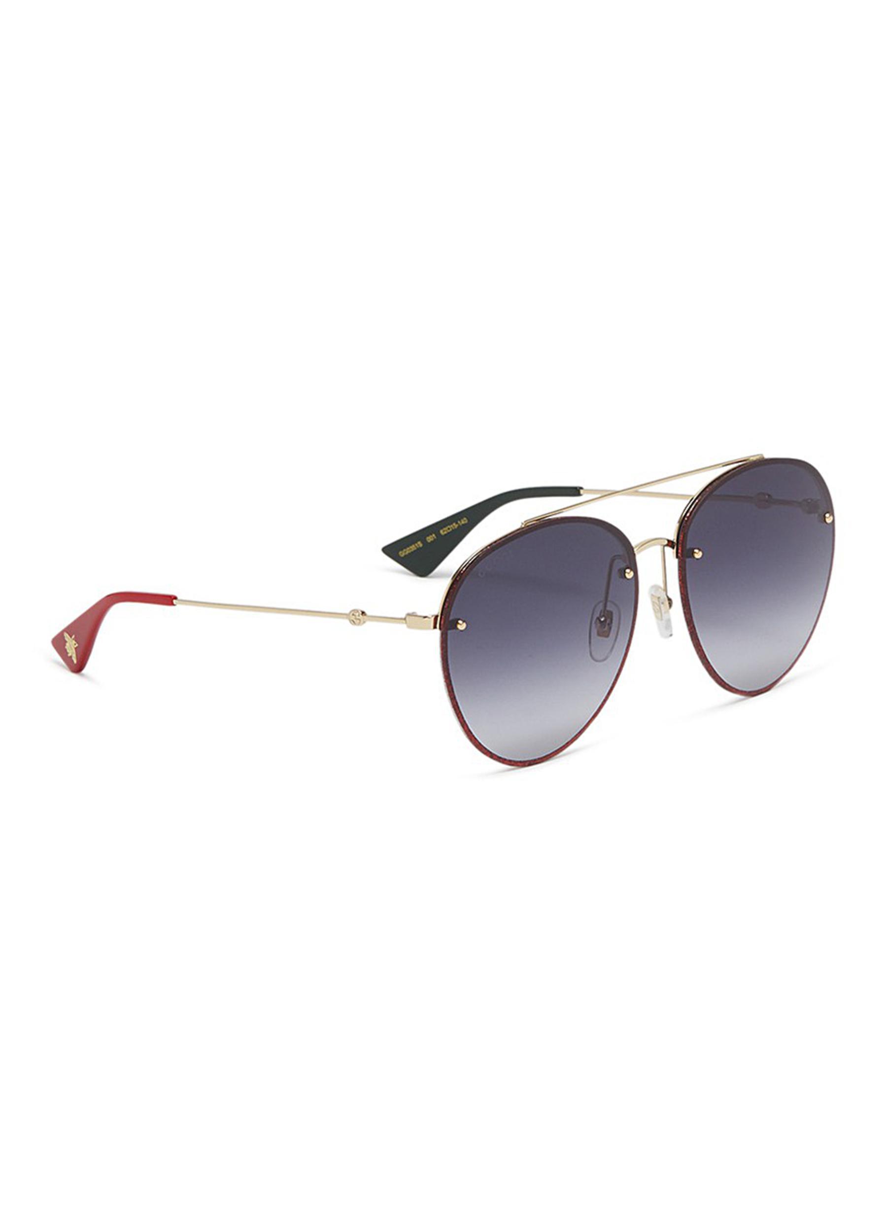 GUCCI GG0061S GG 0061S 007 Silver/Red glitter sunglasses 56-22-140 | eBay