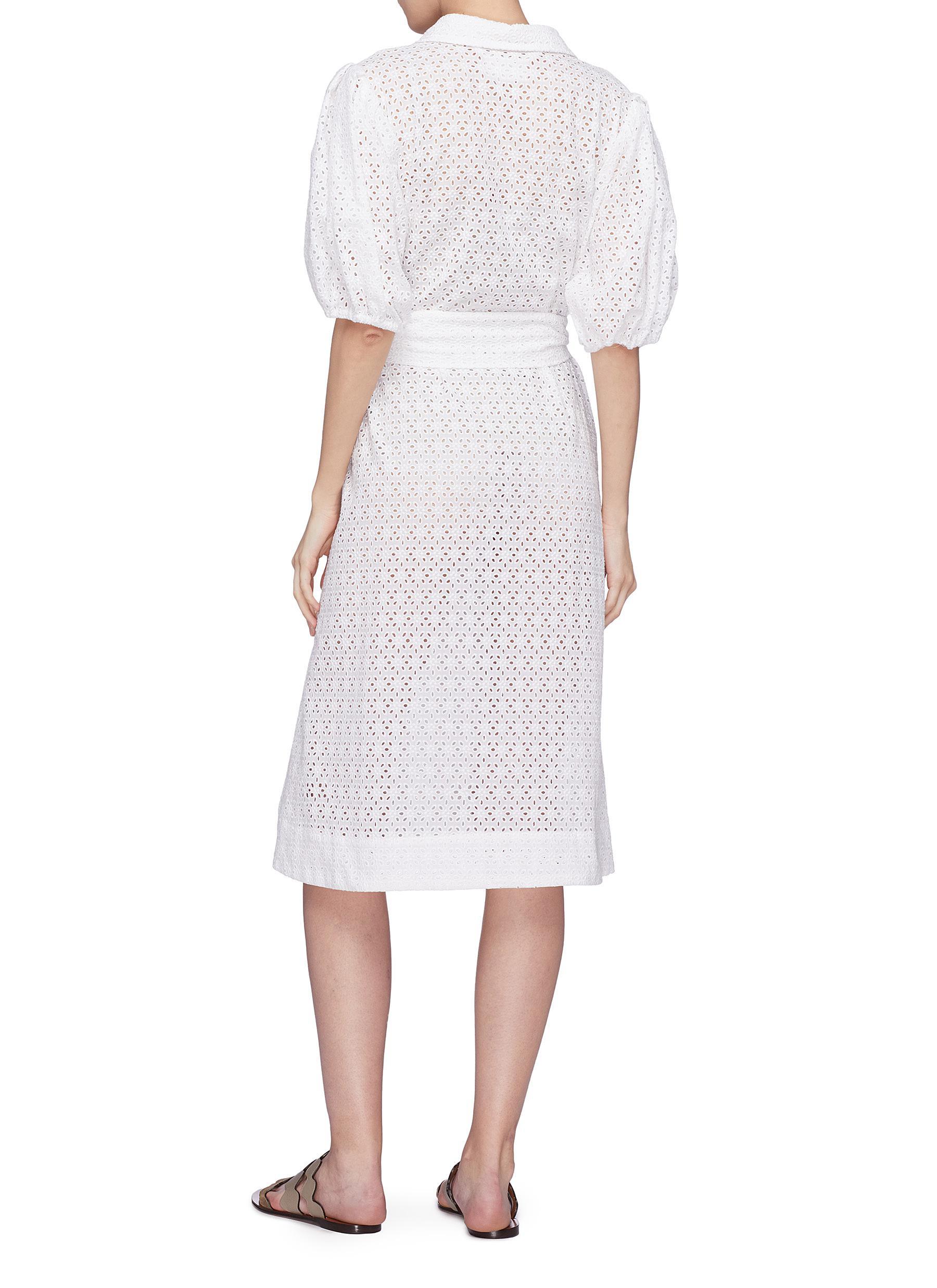white broderie anglaise shirt dress