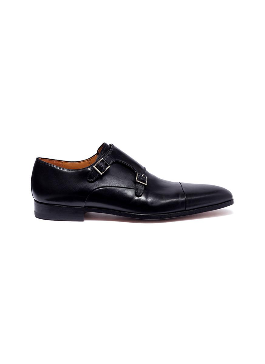 mens black double monk strap shoes