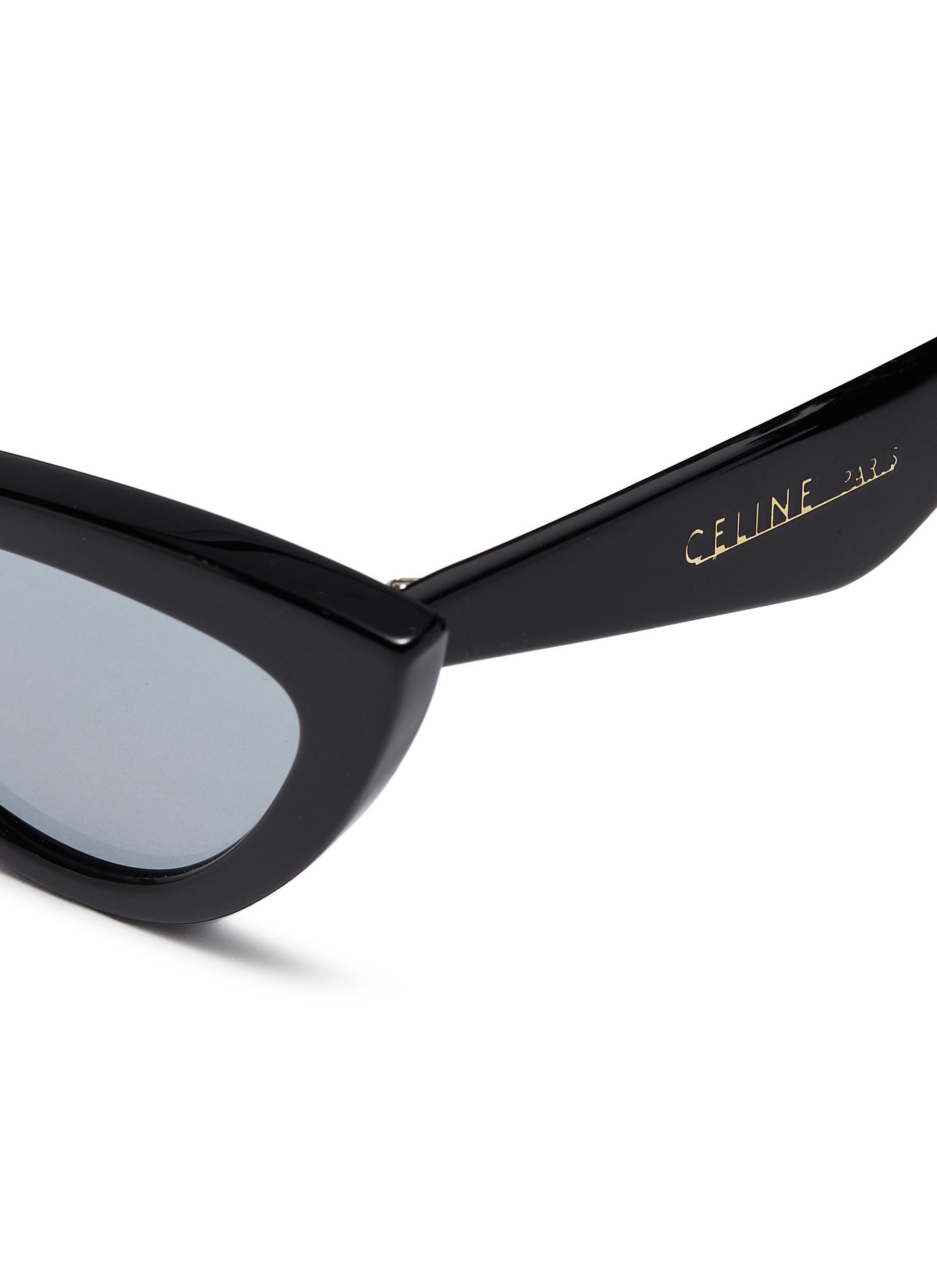 Celine Mirror Acetate Cat Eye Sunglasses in Black | Lyst