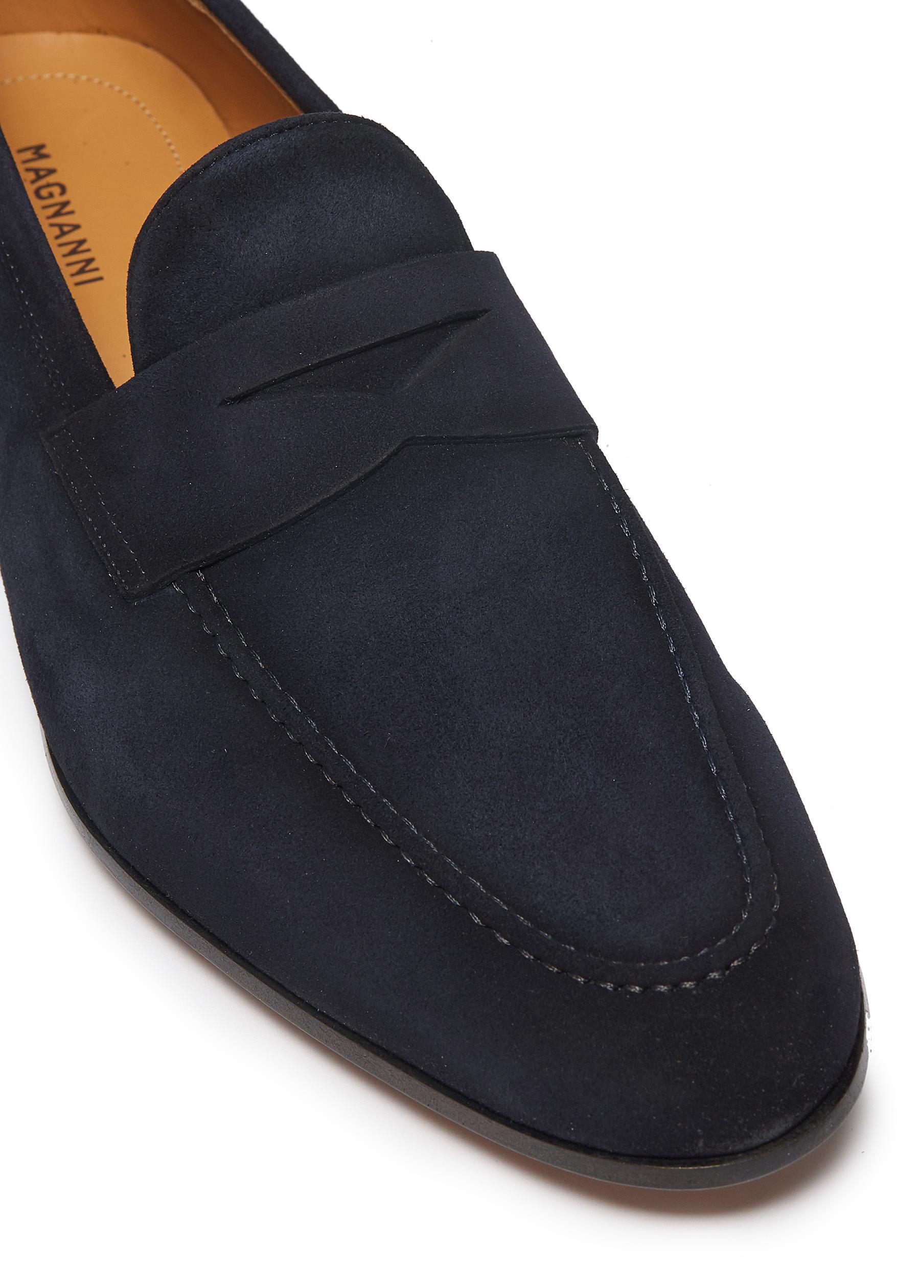 stilte ontsnapping uit de gevangenis Westers Magnanni Suede Penny Loafers in Navy (Blue) for Men - Lyst