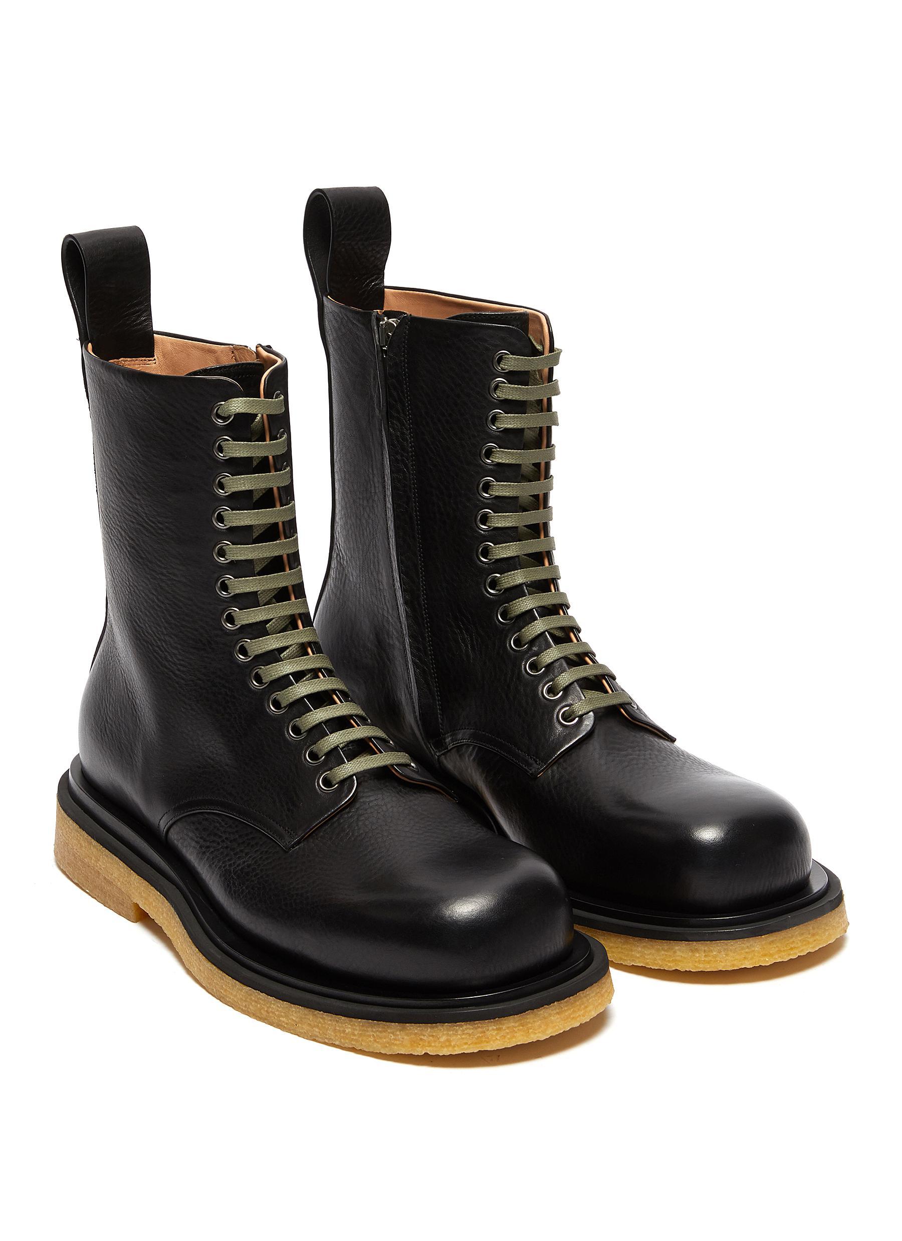Bottega Veneta Leather Lace-up Boots in Nero (Black) for Men | Lyst