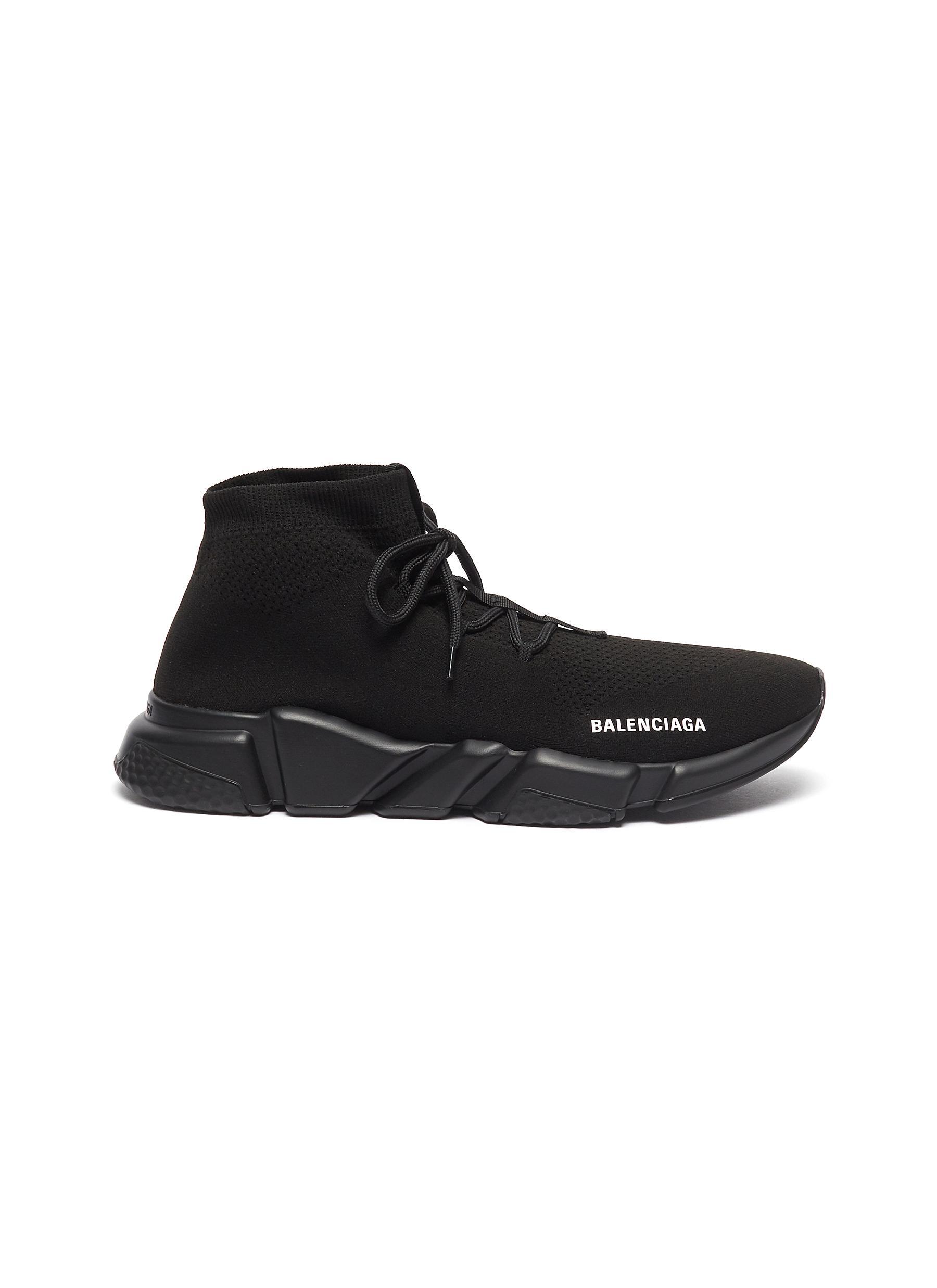 Balenciaga Rubber 'speed' Lace-up Knit Sneakers in Black for Men - Lyst