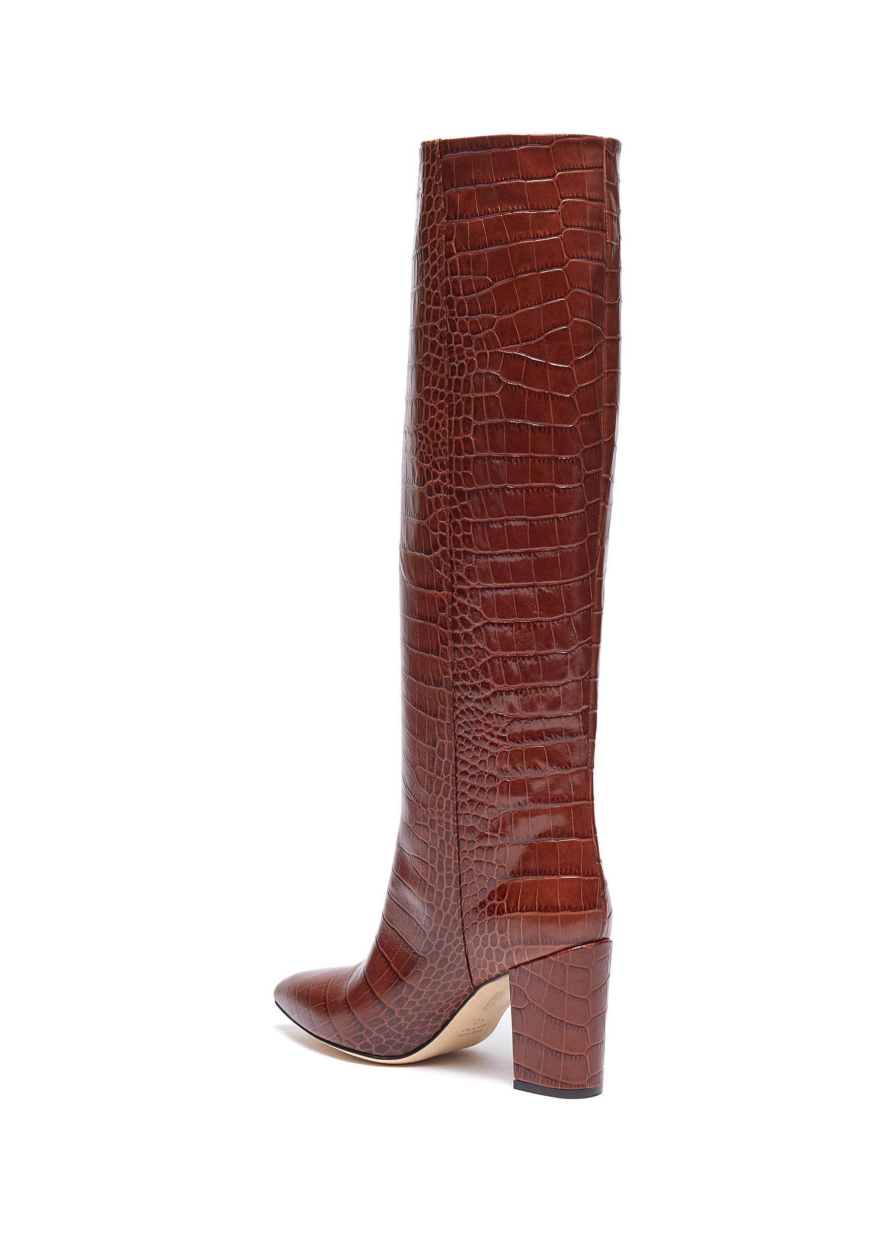 nikitta croc embossed knee high boot