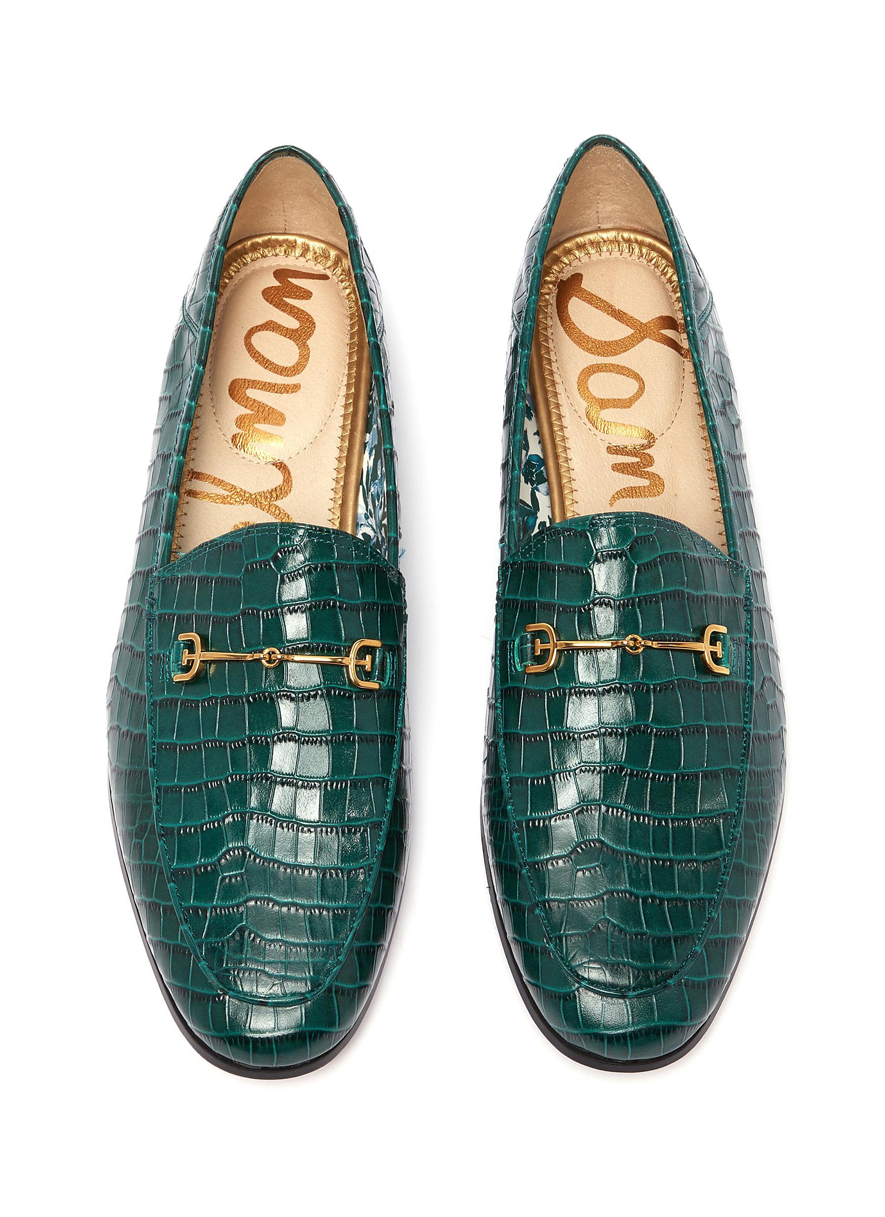 Sam Edelman 'loraine' Horsebit Croc-embossed Leather Loafers in Green | Lyst