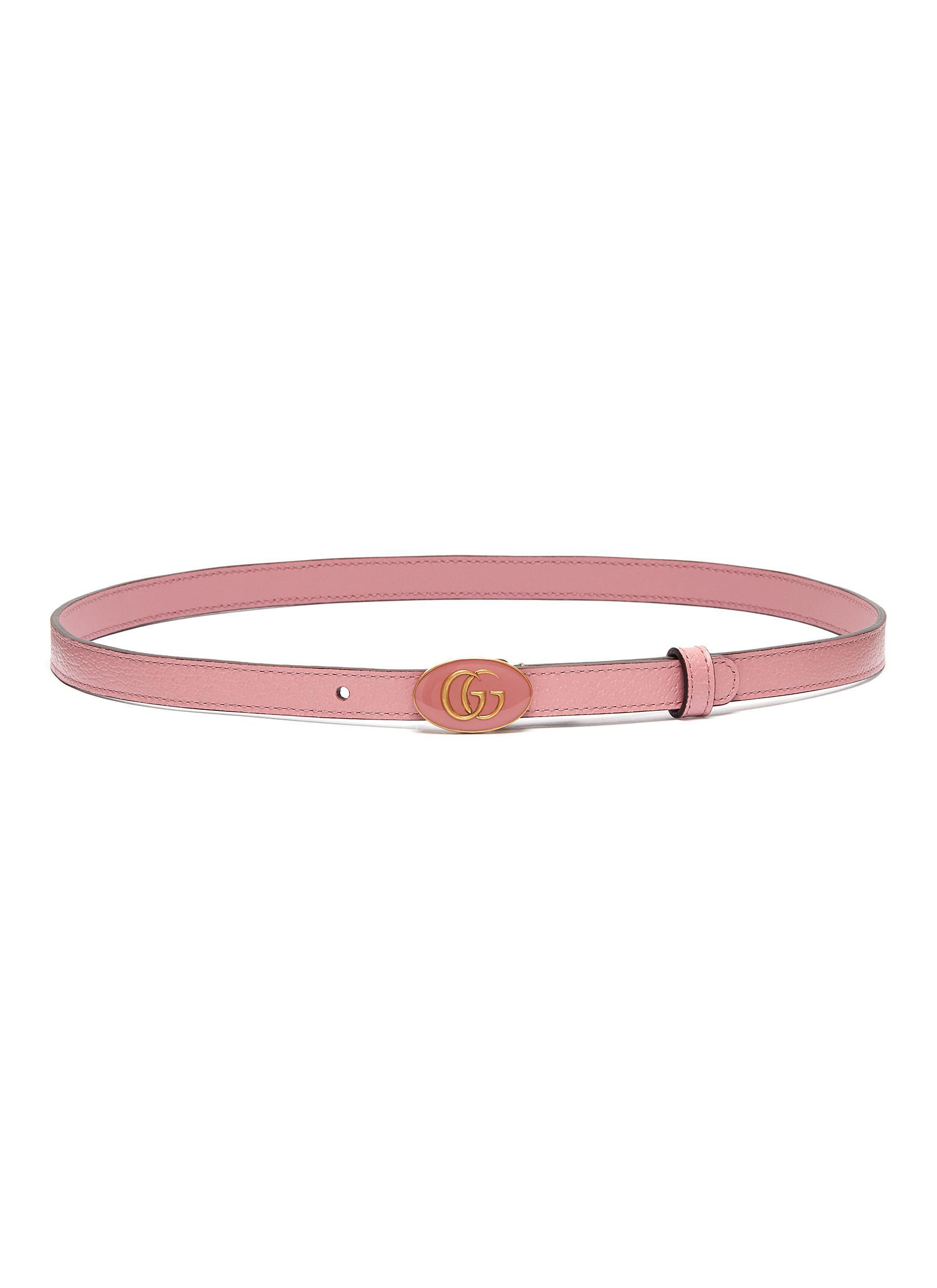 GUCCI: leather belt with double G - Pink  Gucci belt 4327071OY0G online at