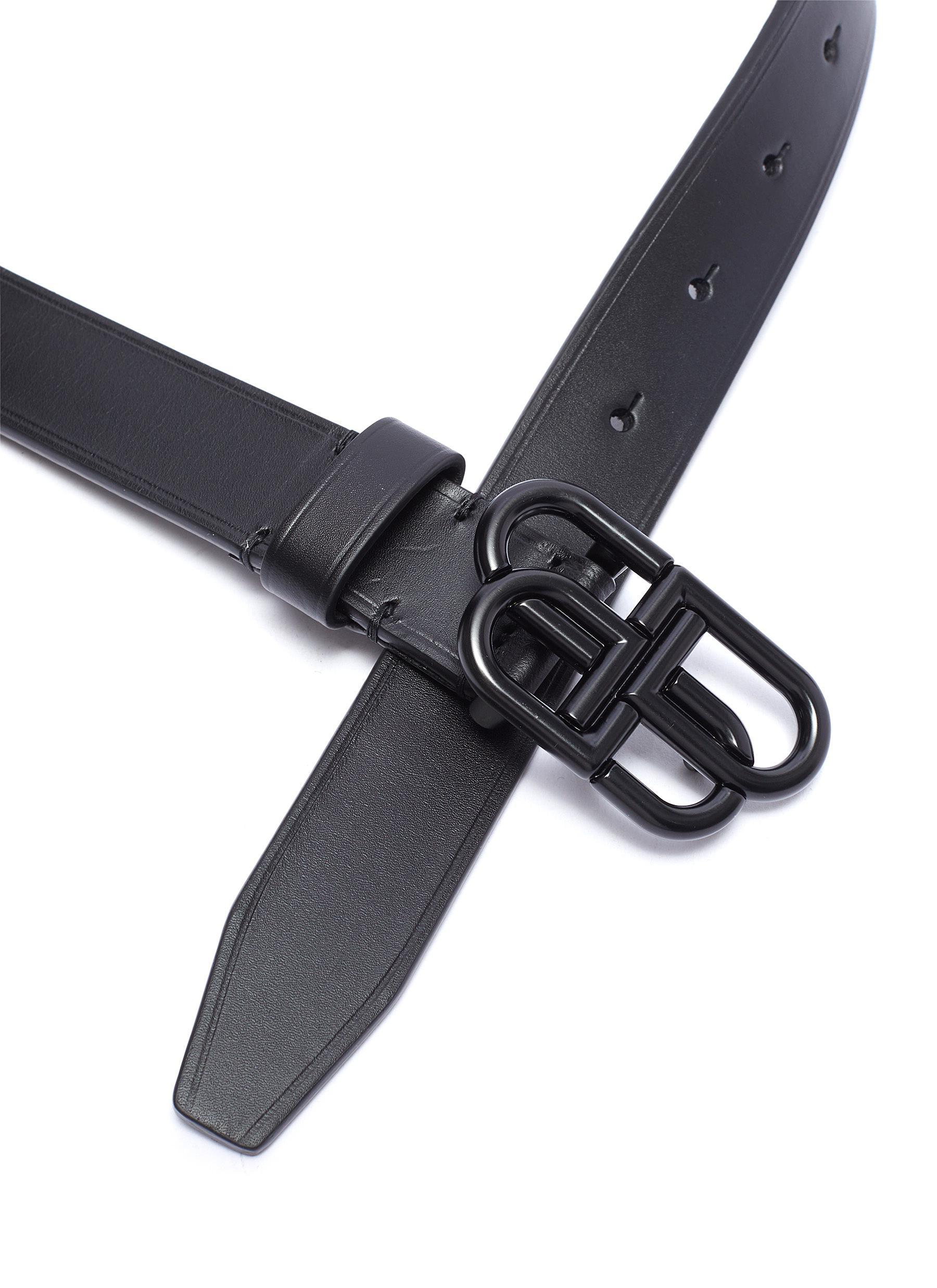 Balenciaga 'bb' Logo Thin Leather Belt in Black - Lyst