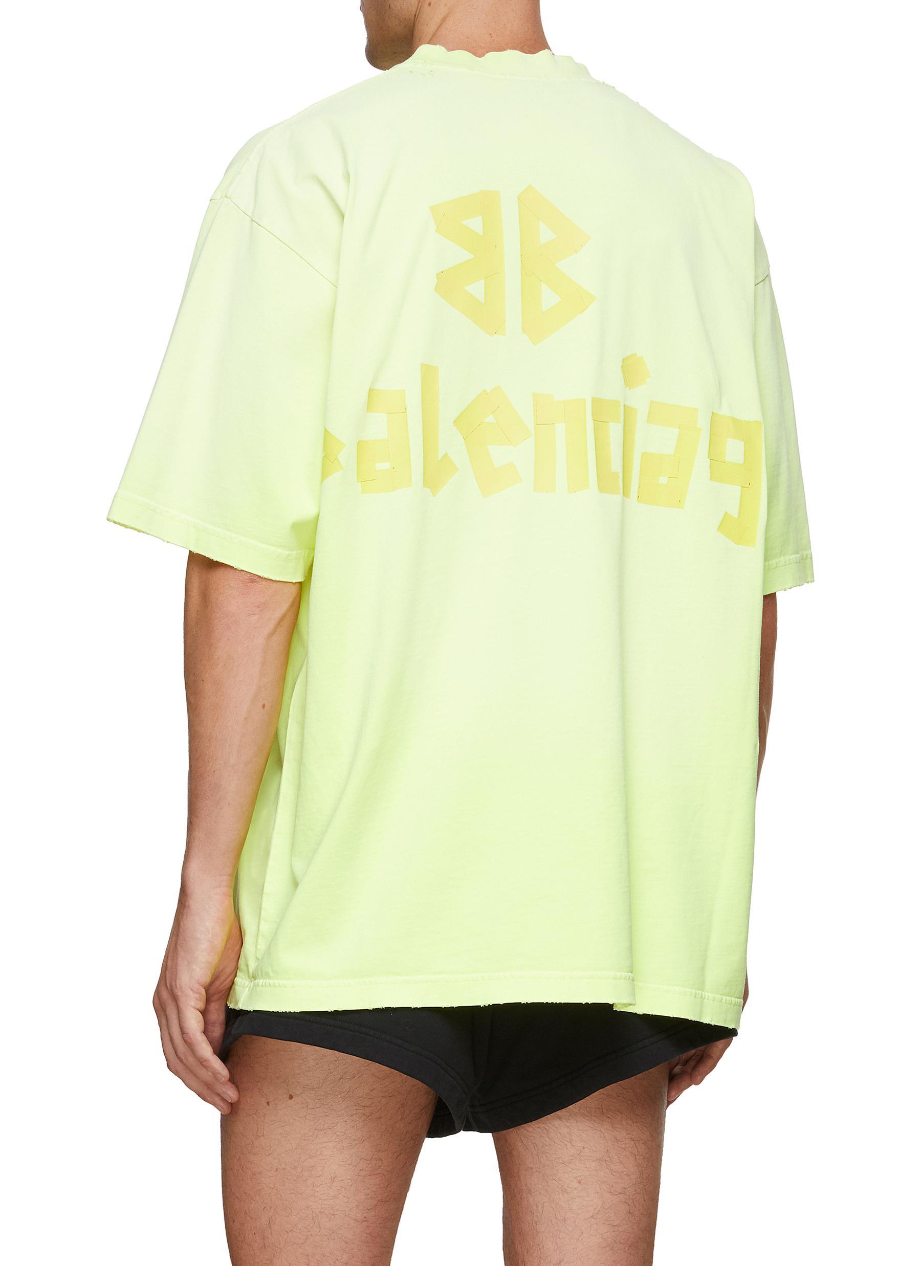 tornado Marco Polo Nævne Balenciaga Tape Logo Print Crewneck T-shirt in Yellow for Men | Lyst