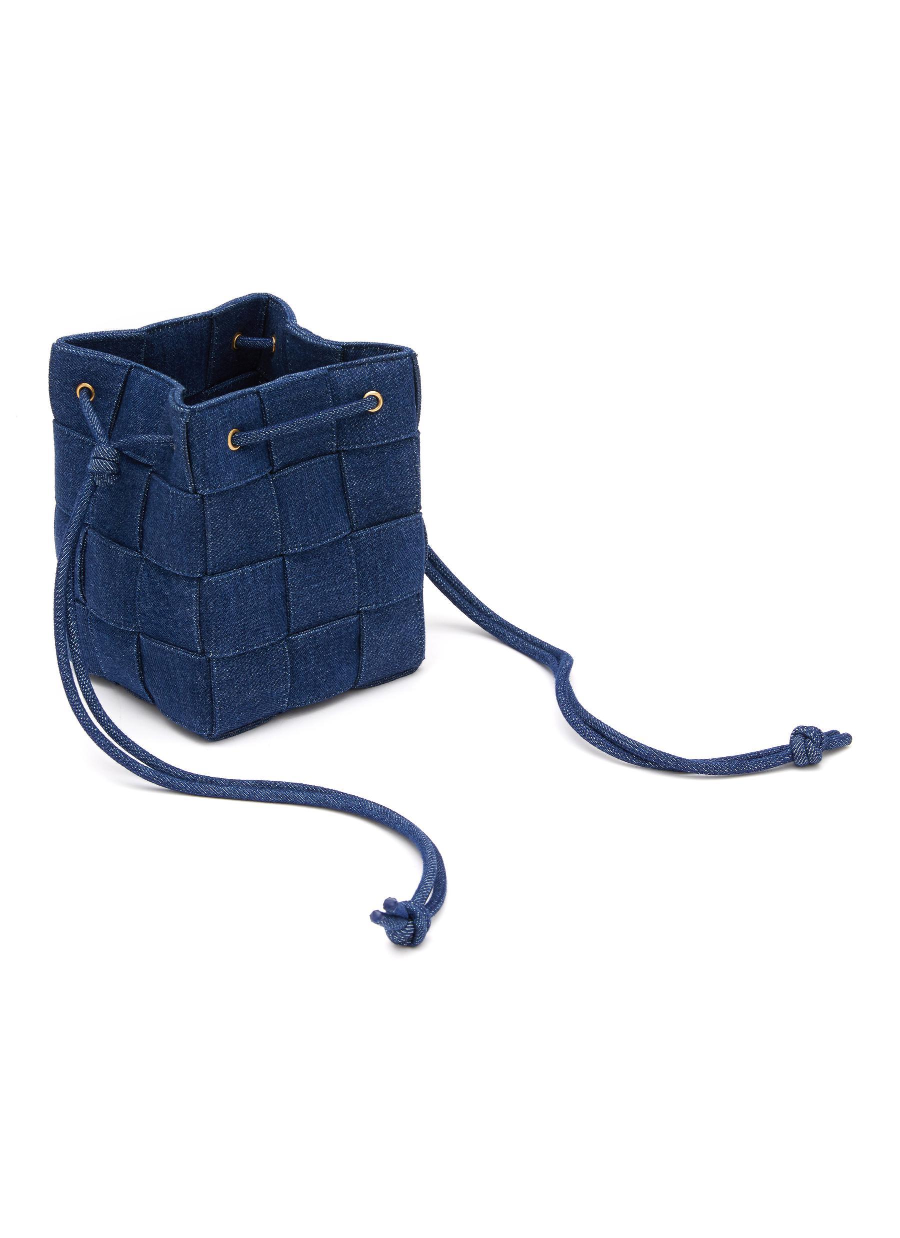 Bottega Veneta Small 'cassette' Bucket Intreccio Denim Crossbody Bag in  Blue for Men