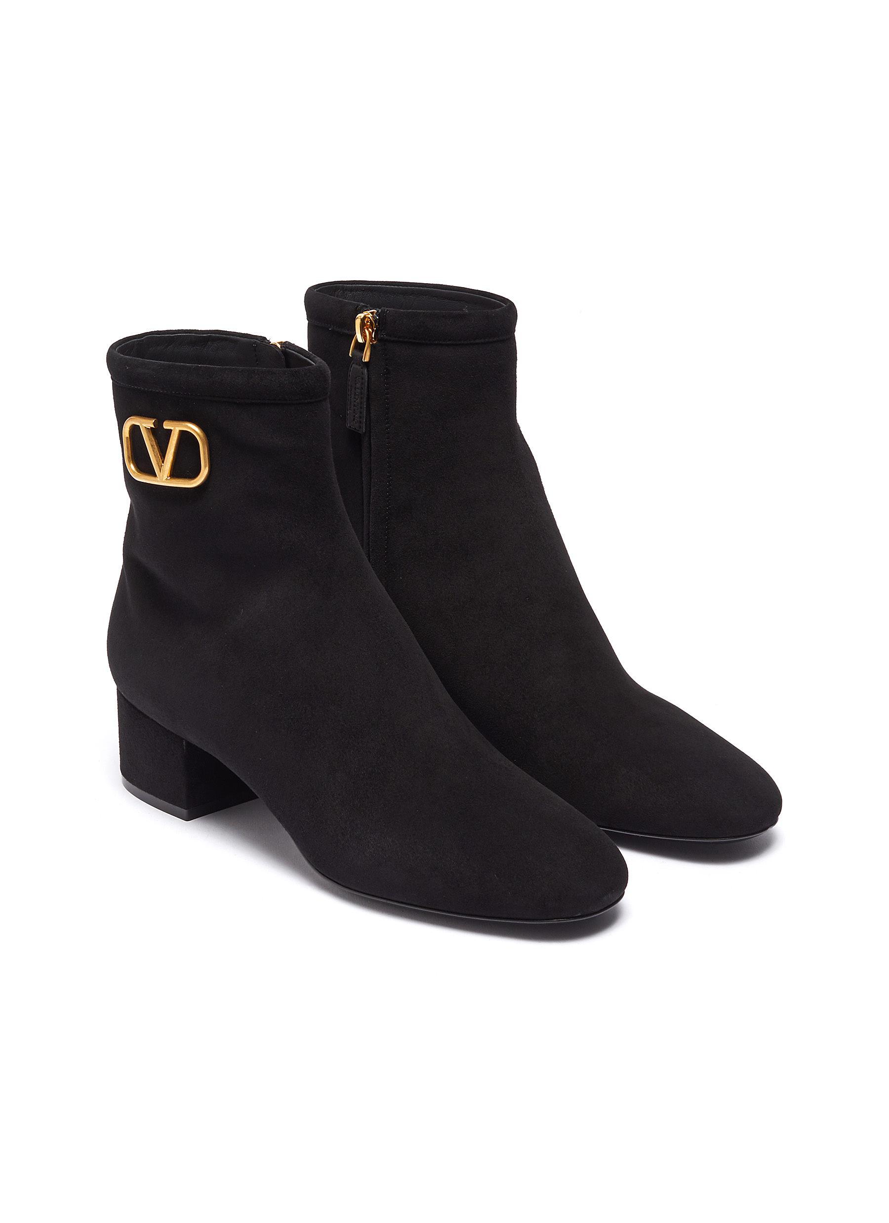 Valentino Garavani V-logo Suede Ankle Boots | Lyst