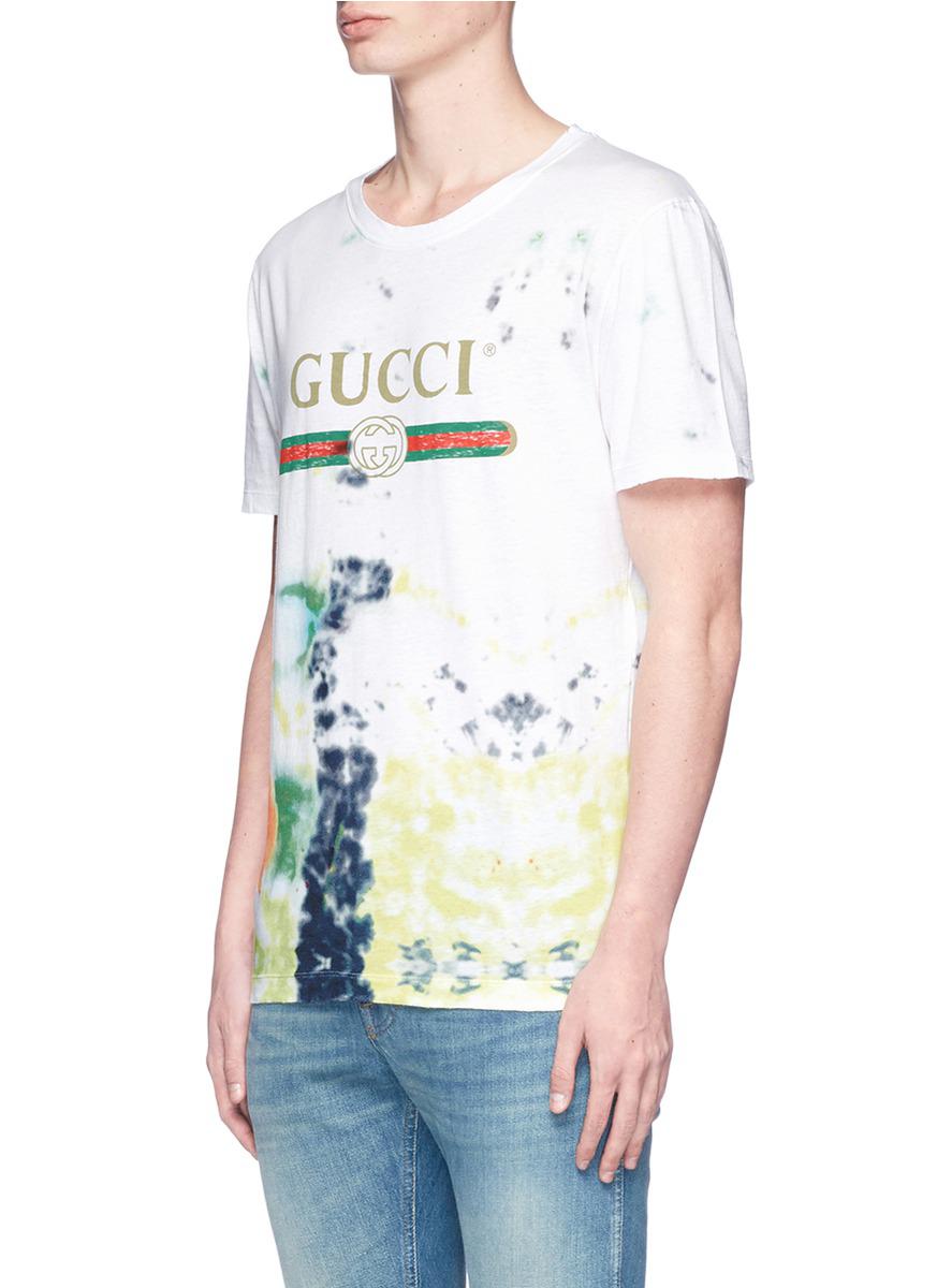 Bliv Trunk bibliotek telefon Gucci Logo Print Tie Dye T-shirt for Men | Lyst
