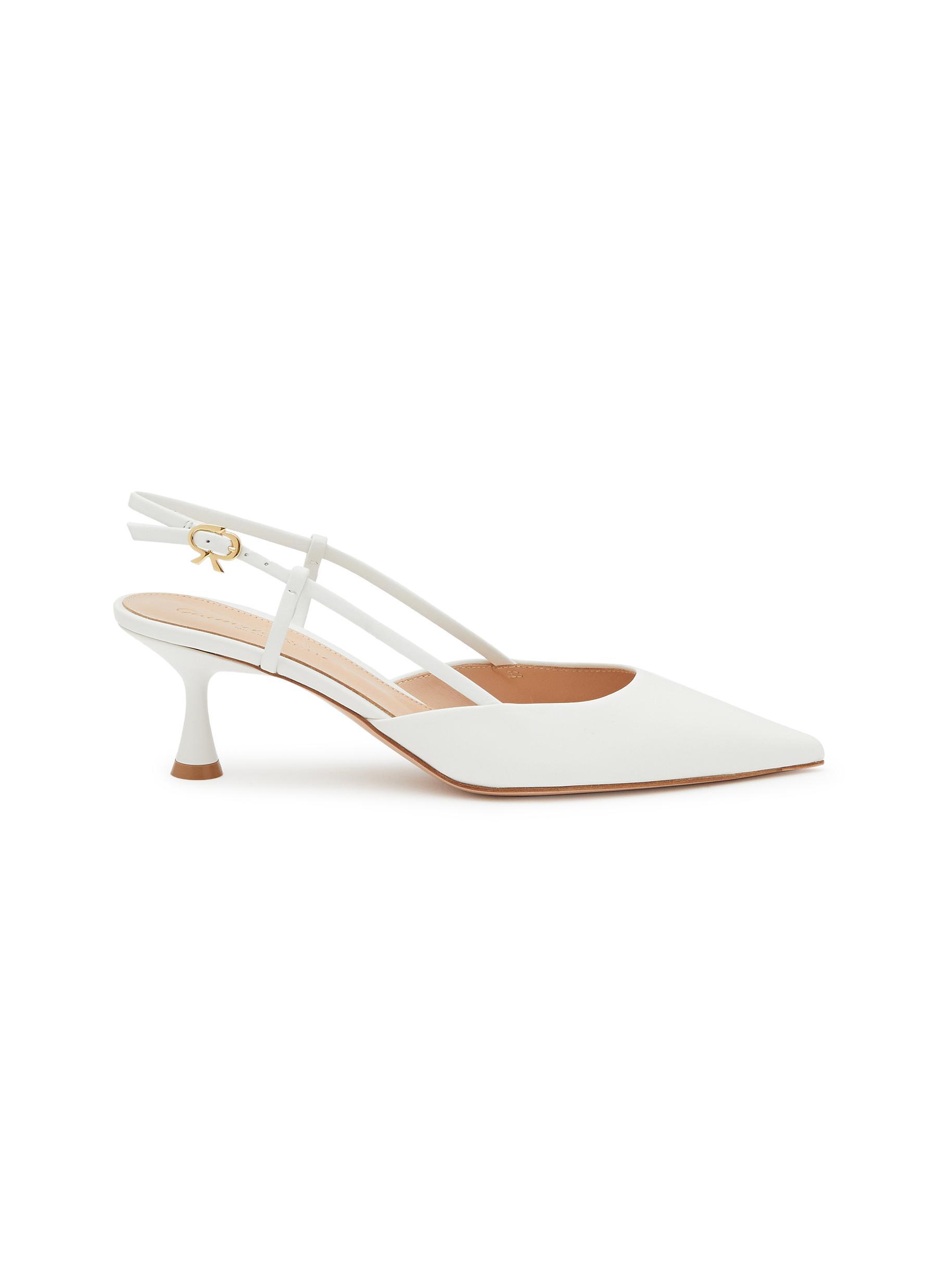 Gianvito Rossi 'ascent' 55 Calf Leather Slingback Pumps in White | Lyst
