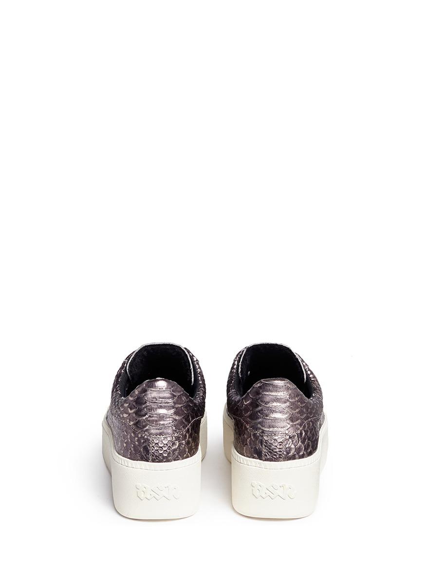snake effect leather platform trainers
