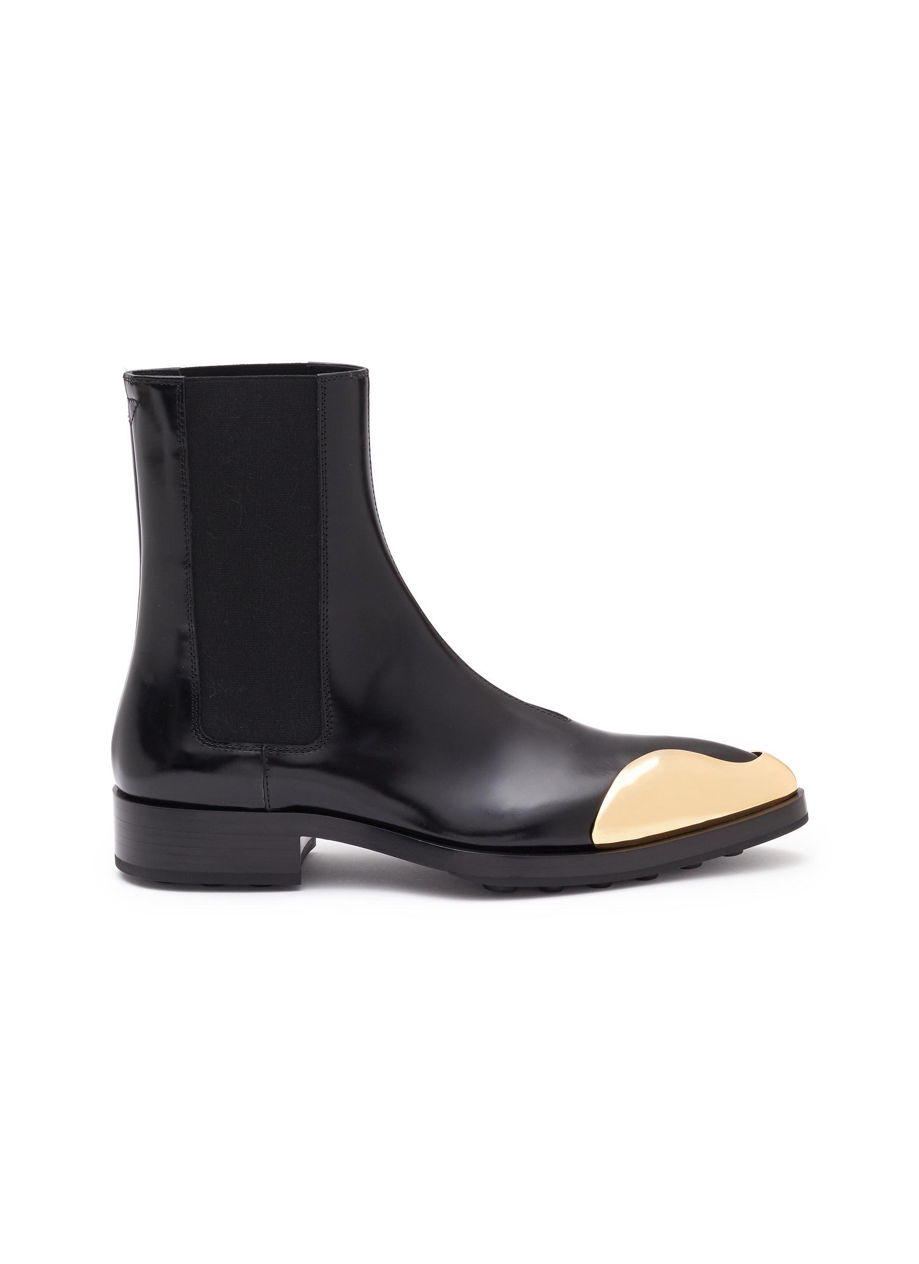 Jil Sander Asymmetric Metal Point Toe Chelsea Boots in Black | Lyst UK