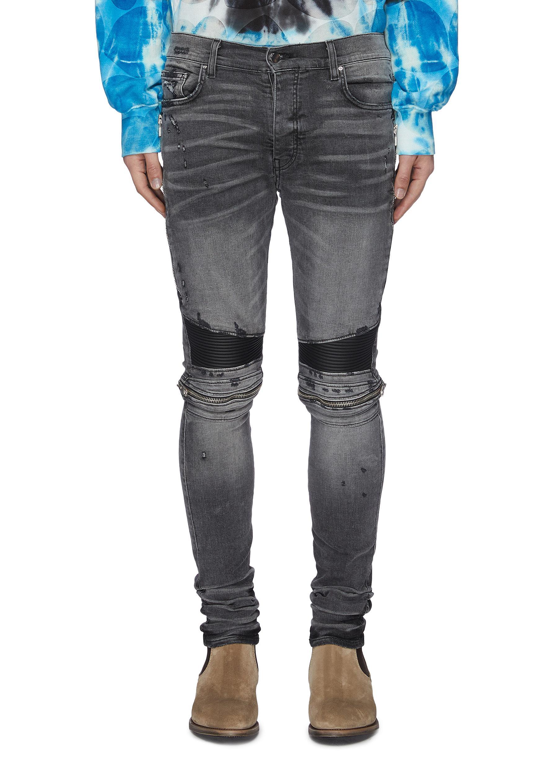 Amiri Denim 'mx2' Zip Detail Skinny Jeans in Grey (Gray) for Men - Lyst
