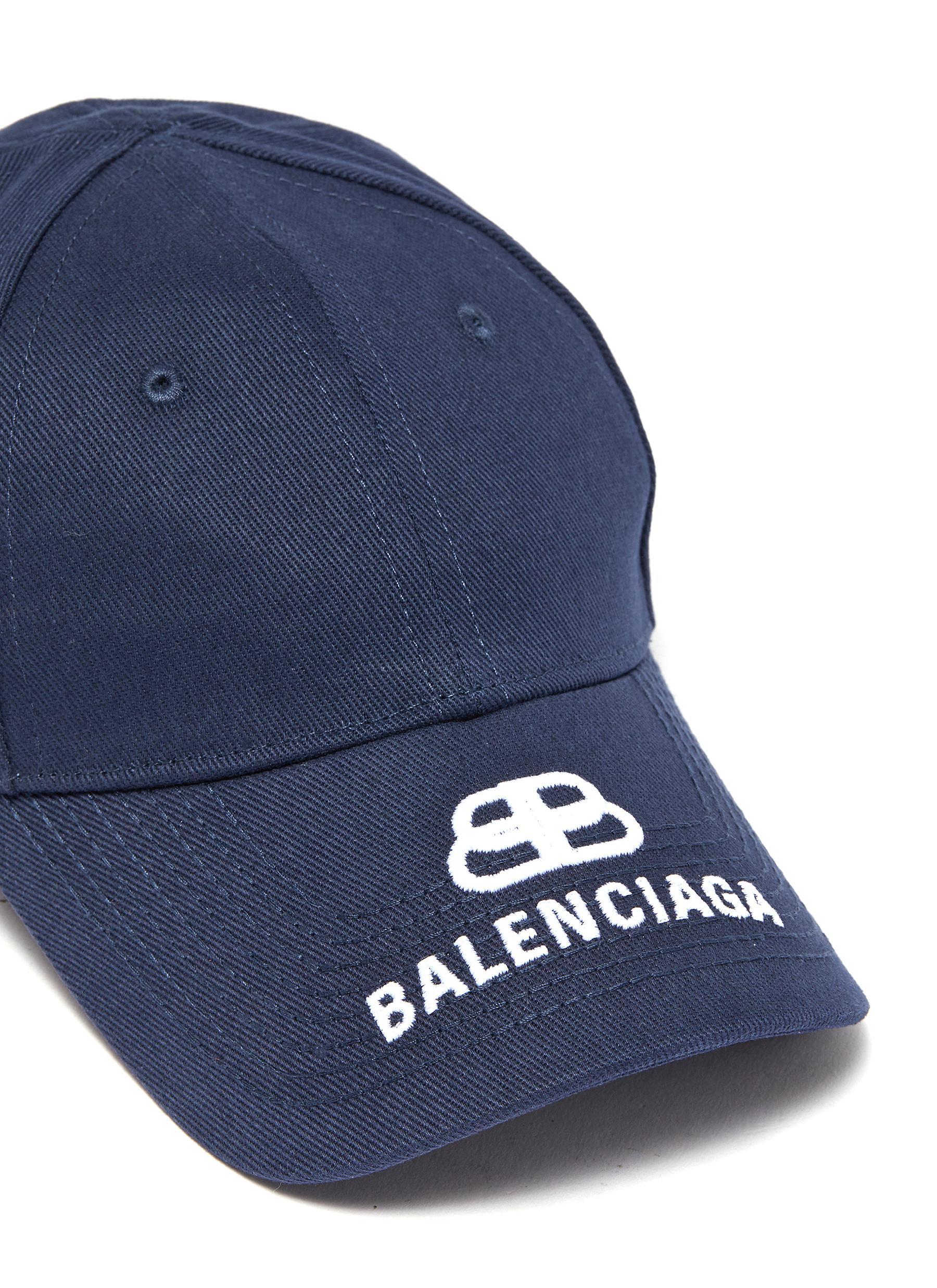 Balenciaga Cotton 'bb Visor' Embroidered Baseball Cap in Blue / White