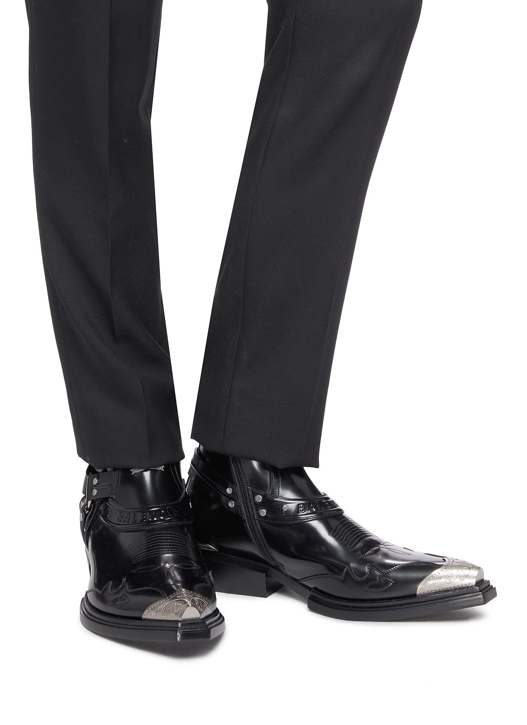 Balenciaga Santiag Harness Booties in Black for Men | Lyst
