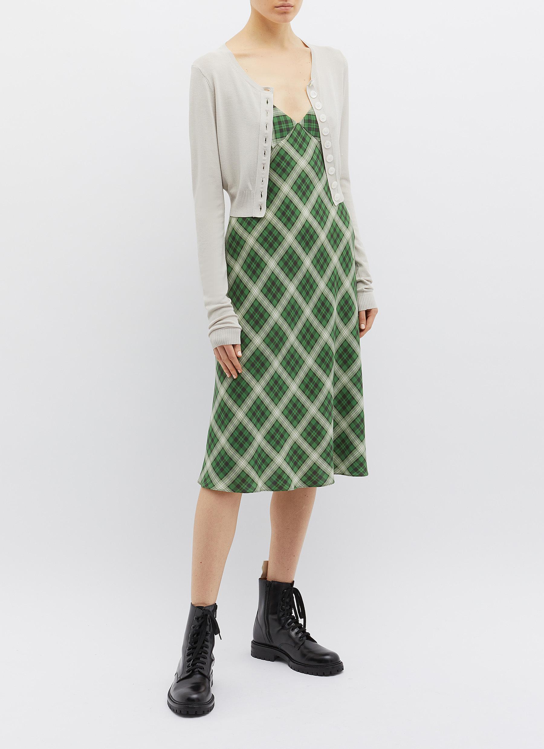 Plaid Silk Green Marc Jacobs Midi Check Flannel | in Dress Lyst