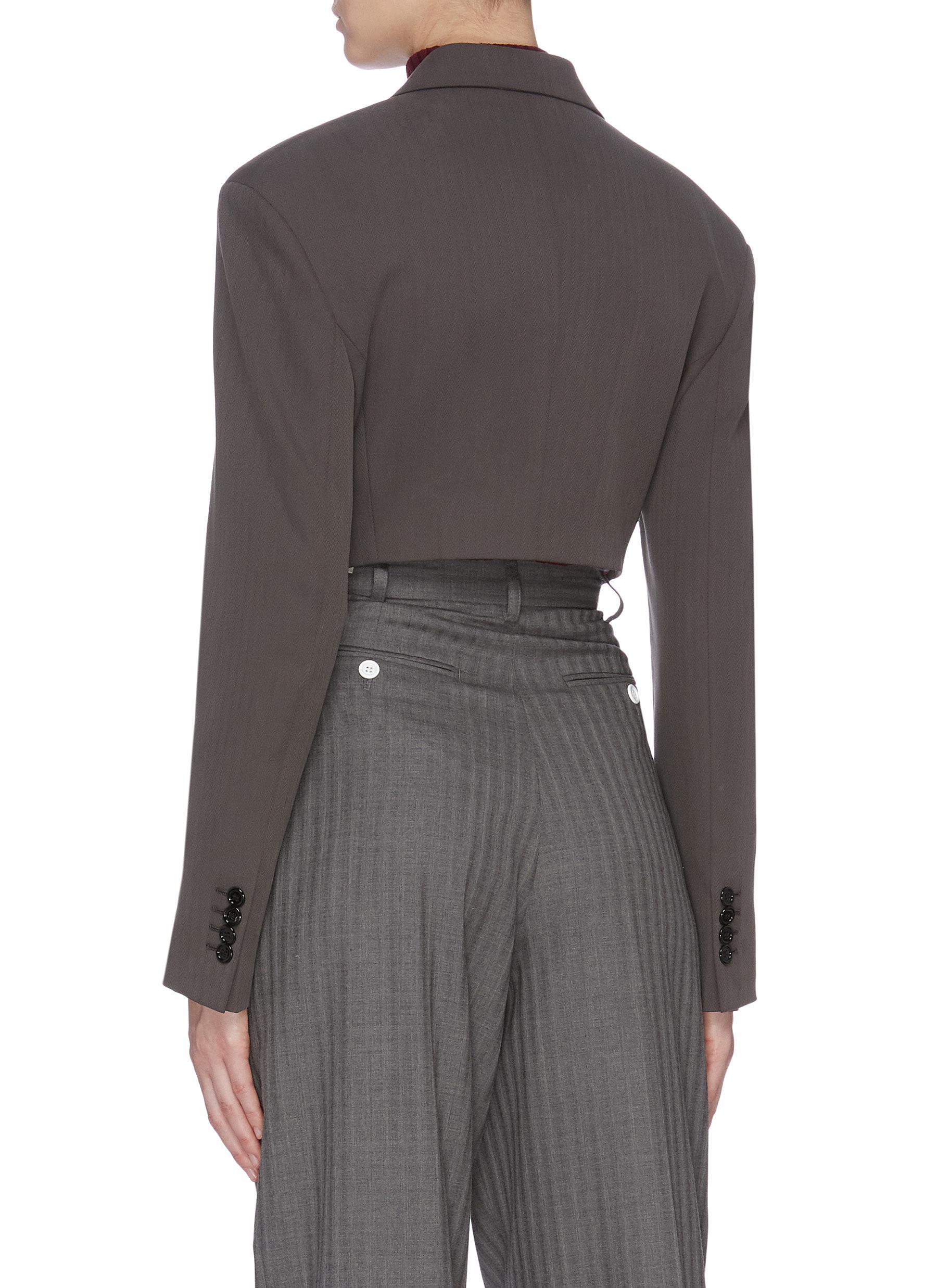 Acne Studios Padded Shoulder Cropped Blazer in Grey (Gray) Lyst