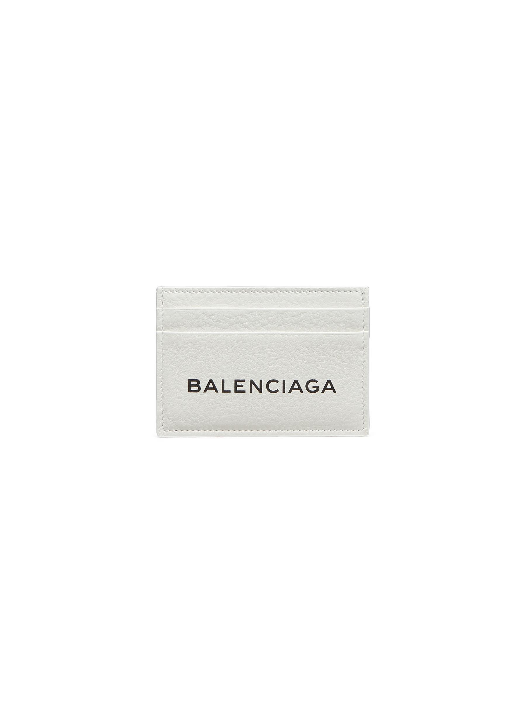 Balenciaga 'everyday' Logo Embossed Leather Card Holder in White for