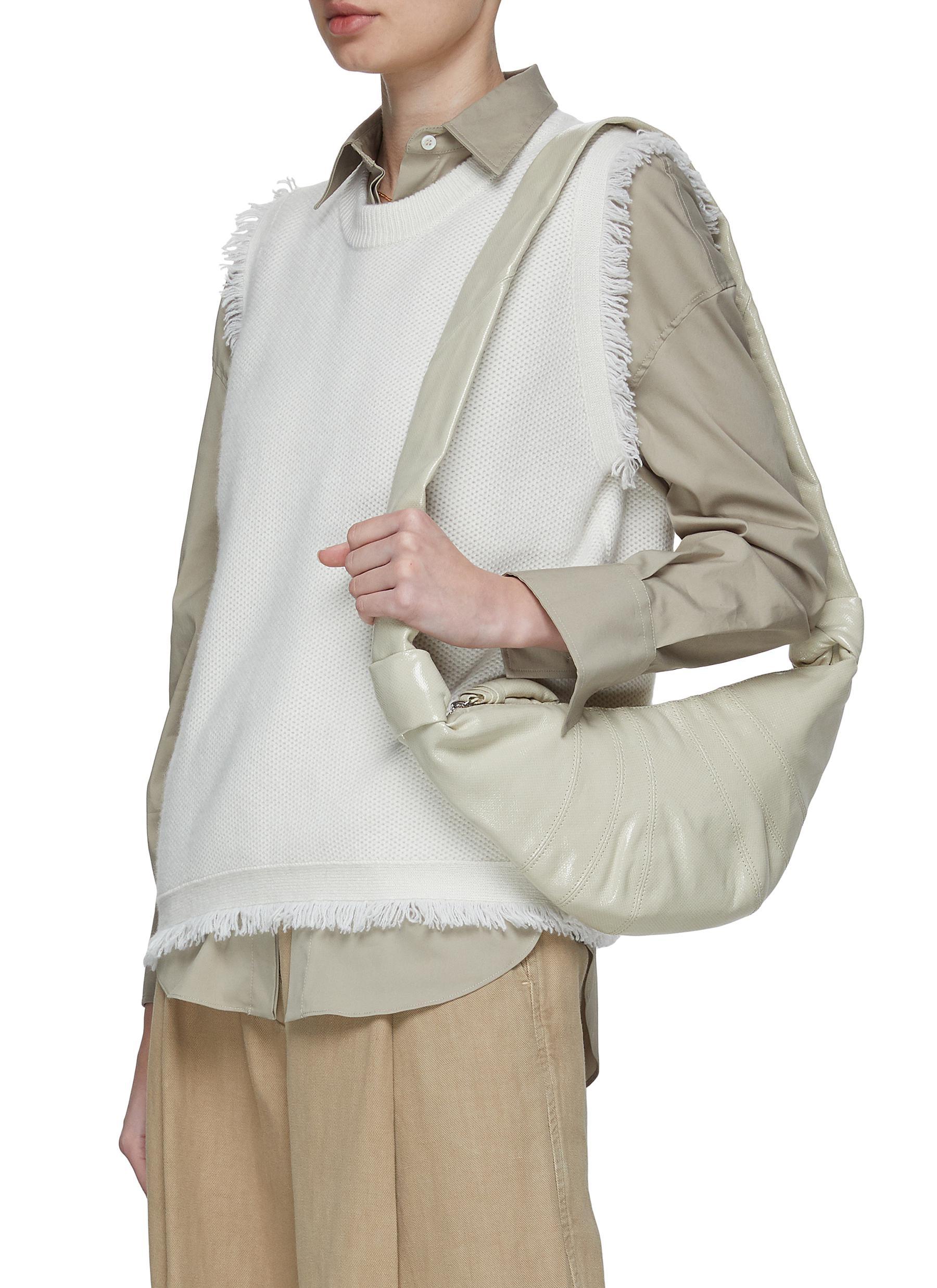 Lemaire Small 'croissant' Coated Cotton Crossbody Bag in White | Lyst