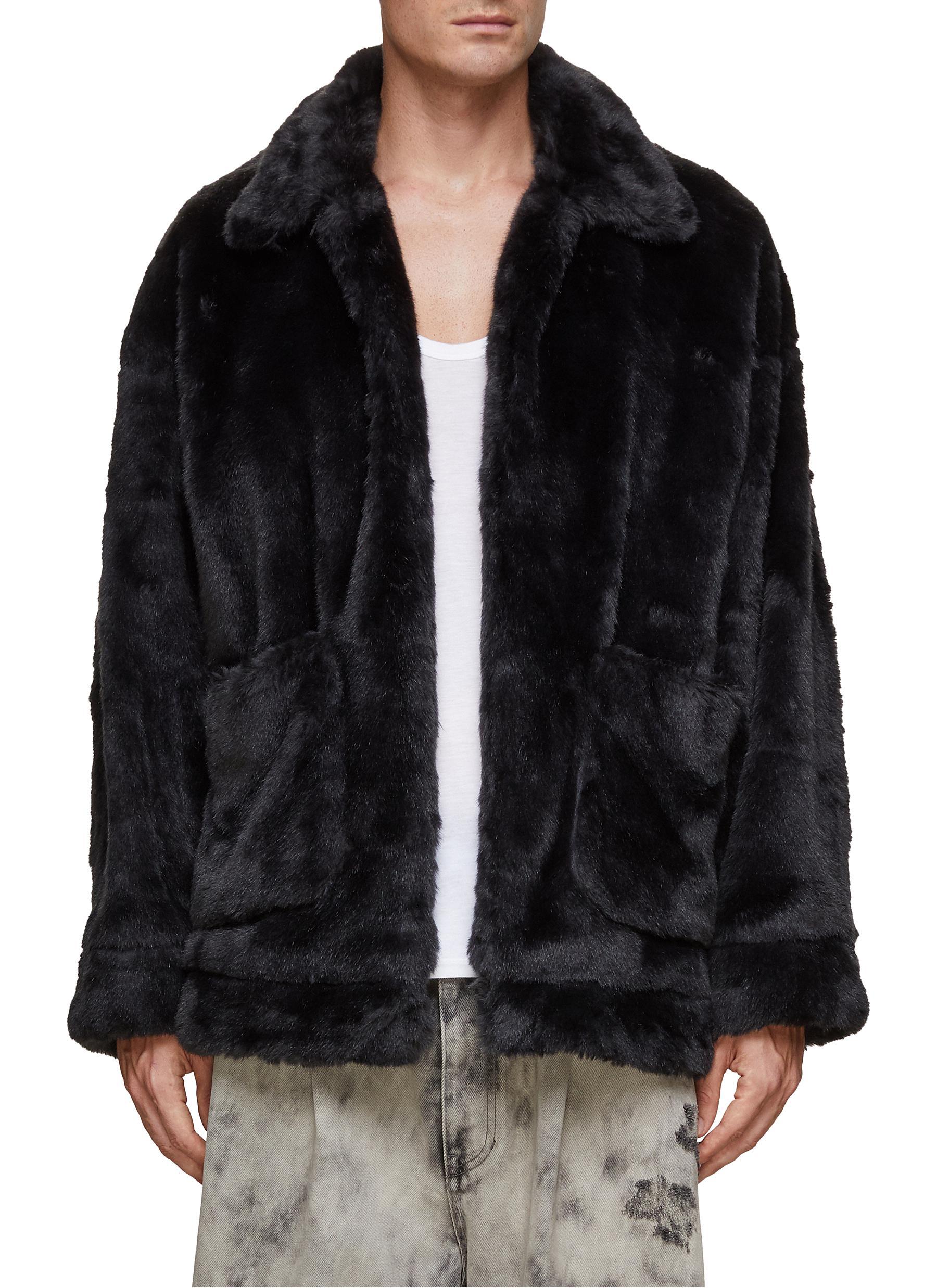 Doublet Hand Painted Graphic Fur Jacket in Black for Men | Lyst