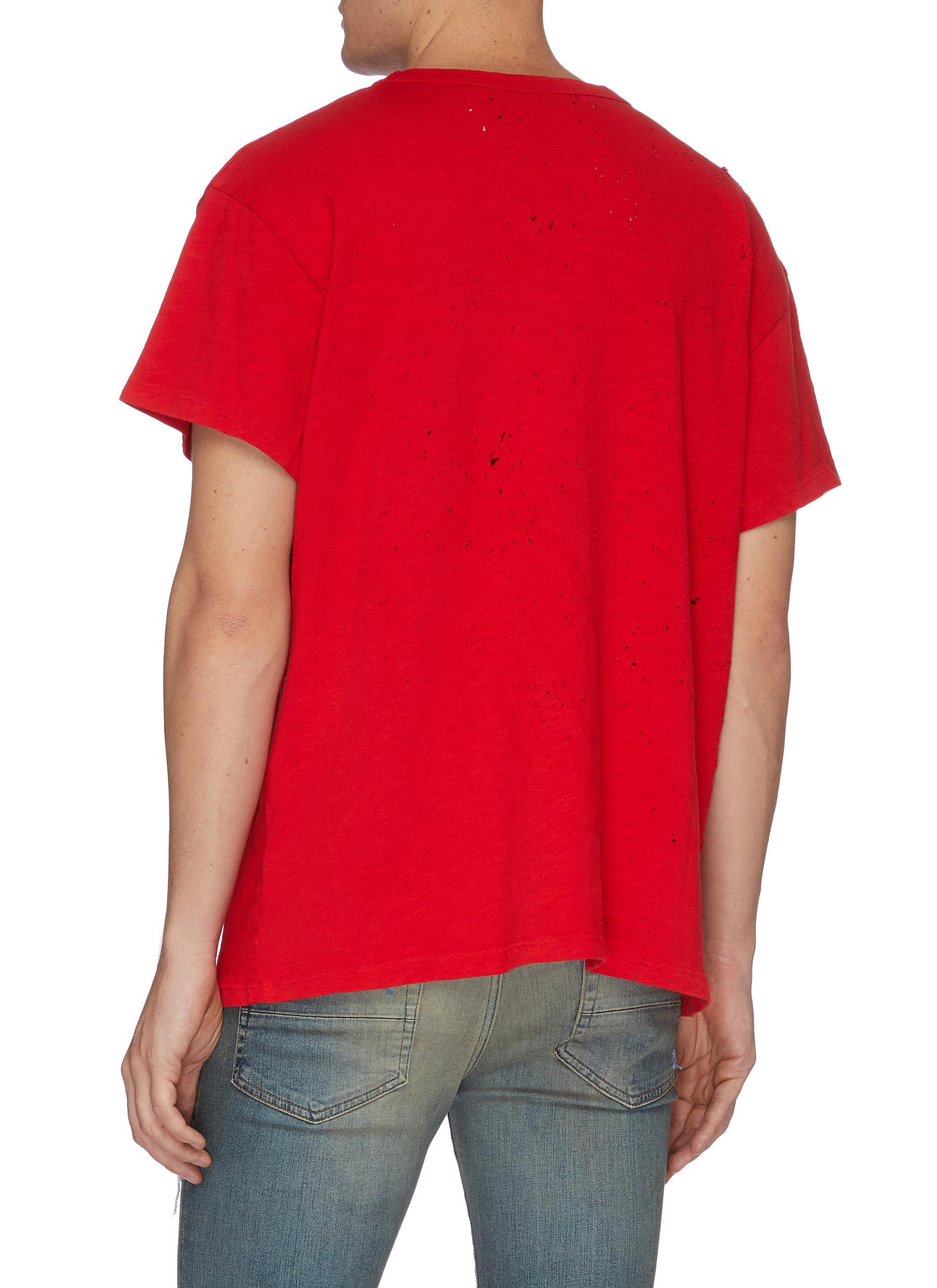 Amiri Denim 'shotgun' Cutout T-shirt in Red for Men - Lyst