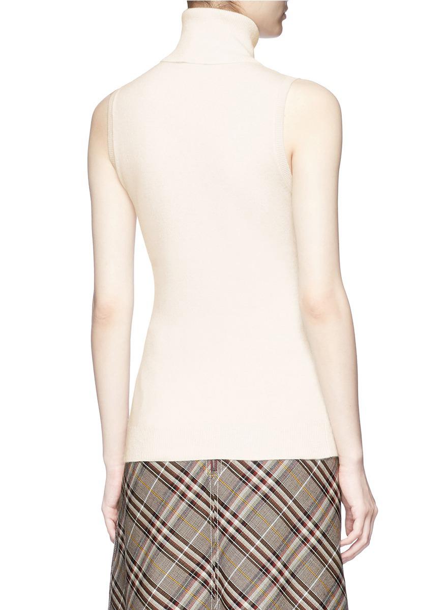 Theory Cashmere Turtleneck Sleeveless Sweater in White Lyst