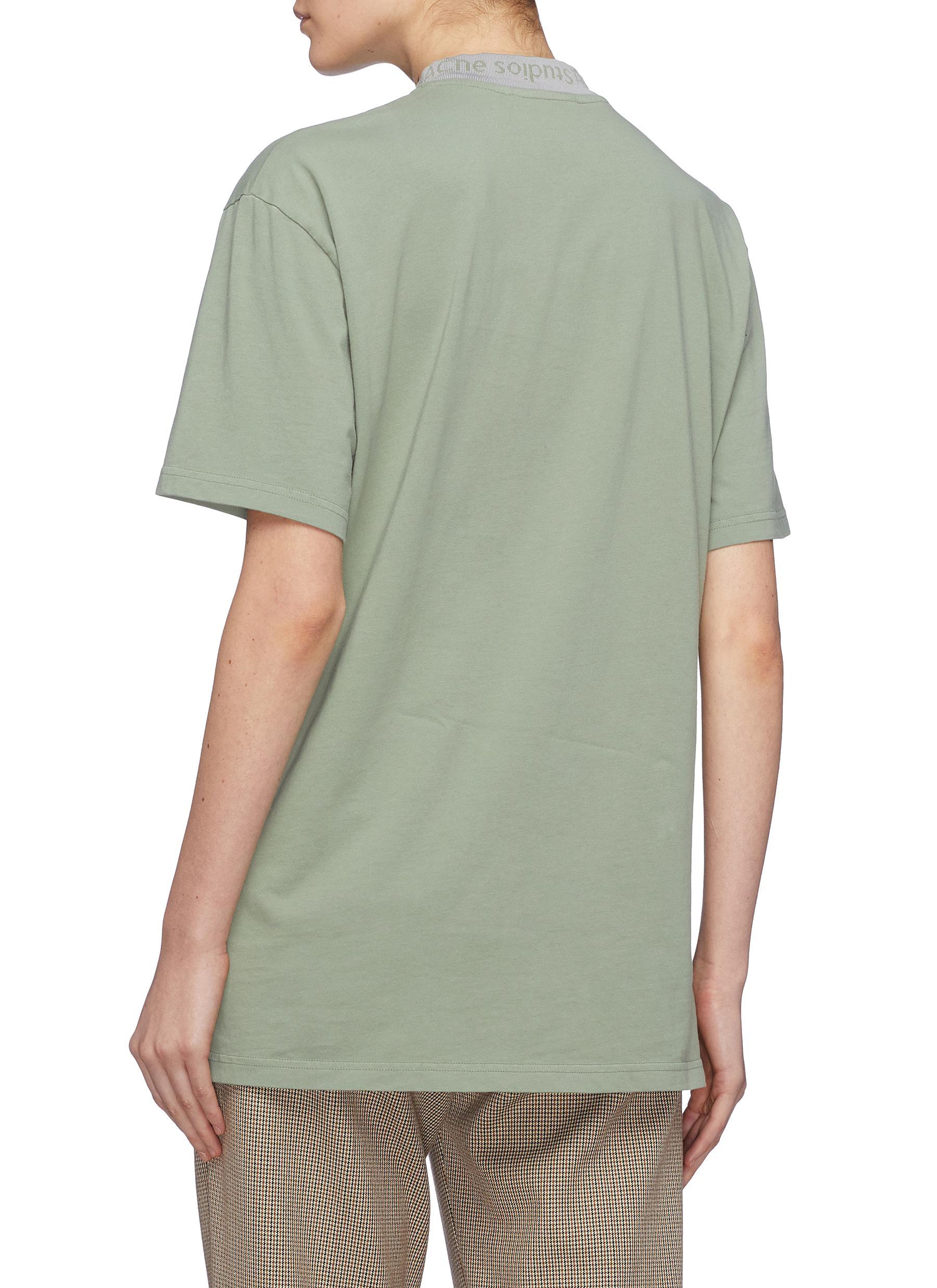 Download Acne Studios Cotton Oversized Logo Jacquard Mock Neck T-shirt in Green for Men - Lyst