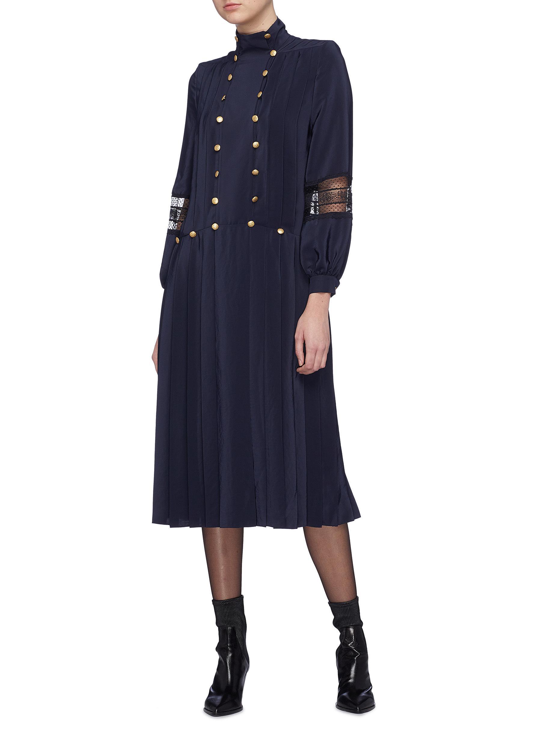 Philosophy Di Lorenzo Serafini Lace Panel Pleated Button Dress in Blue ...