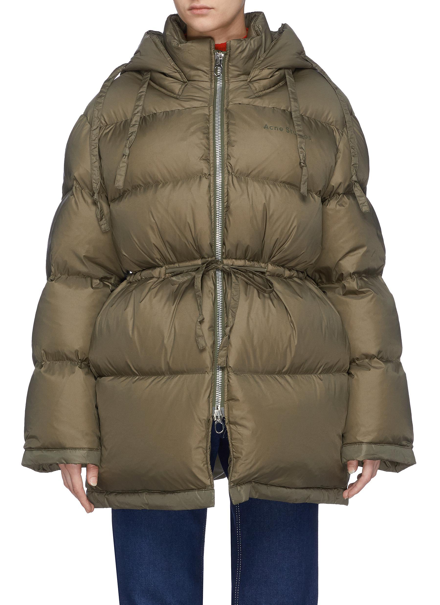 Acne Studios Drawstring Oversized Hooded Down Puffer Jacket in
