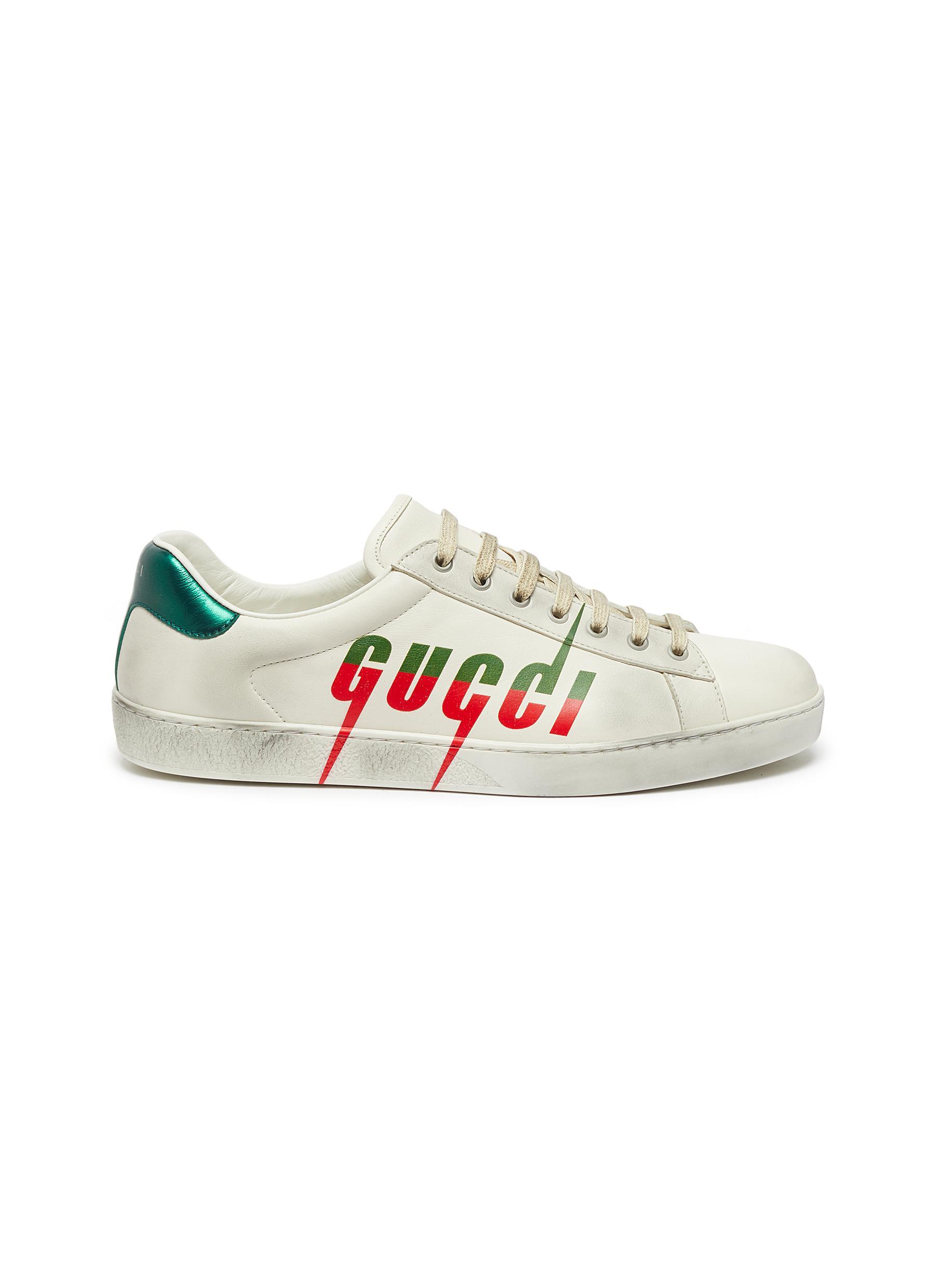 Gucci New Ace Logo-print Leather Trainers in n.my.w (White) for Men - Save  58% | Lyst