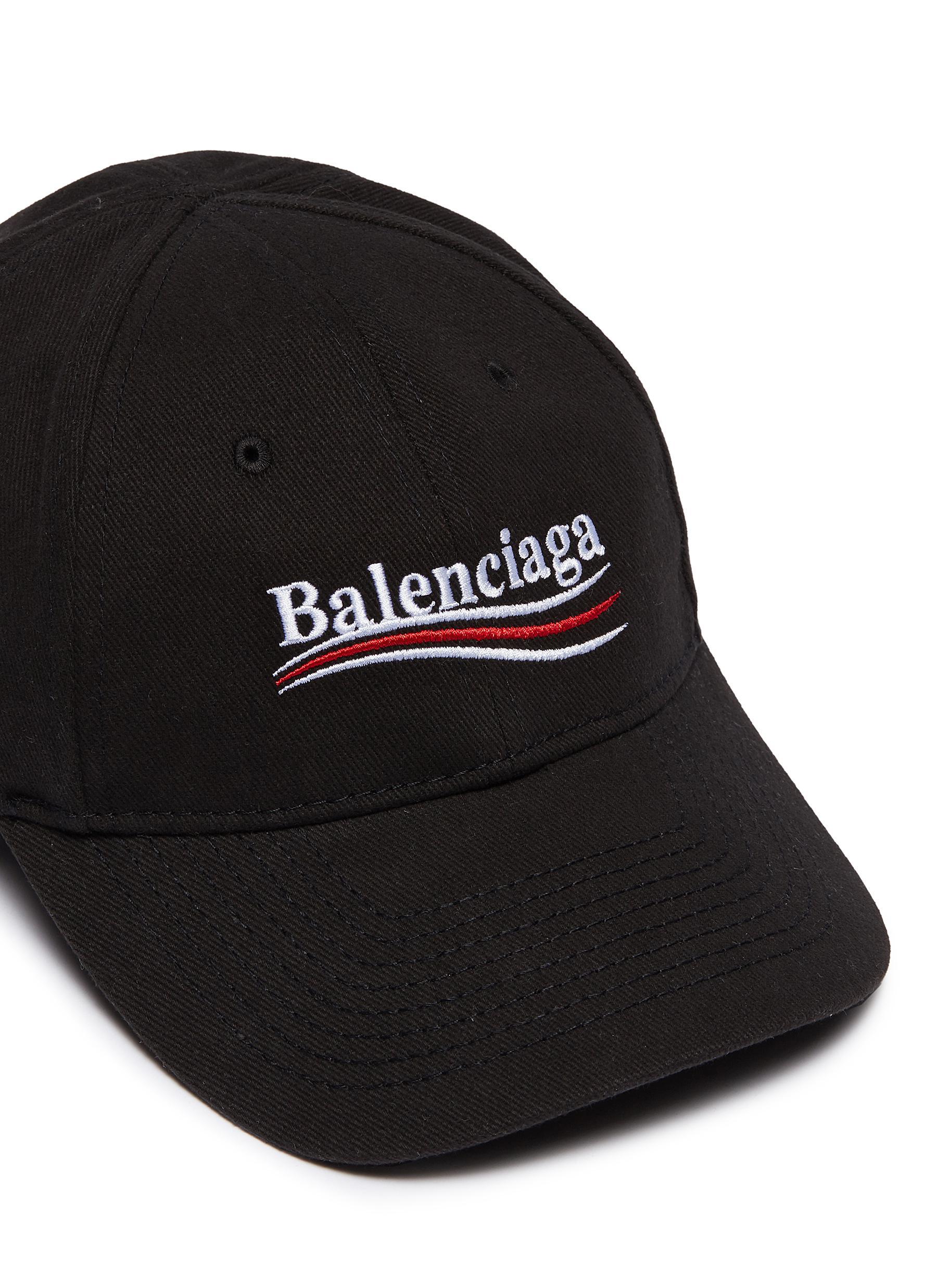 Balenciaga Cotton New Political Logo Baseball Cap in Black/White 