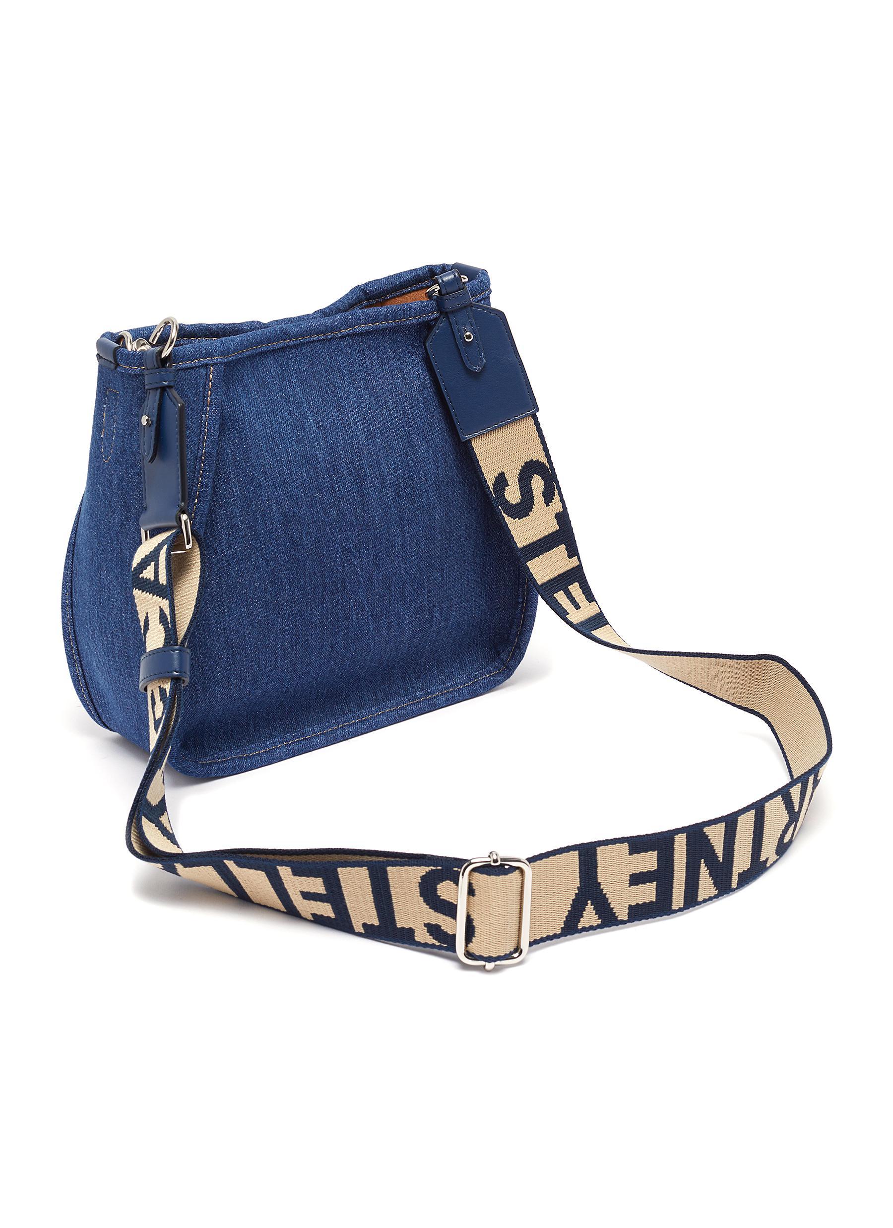 Stella McCartney Mini Eco Denim Crossbody Bag in Blue | Lyst